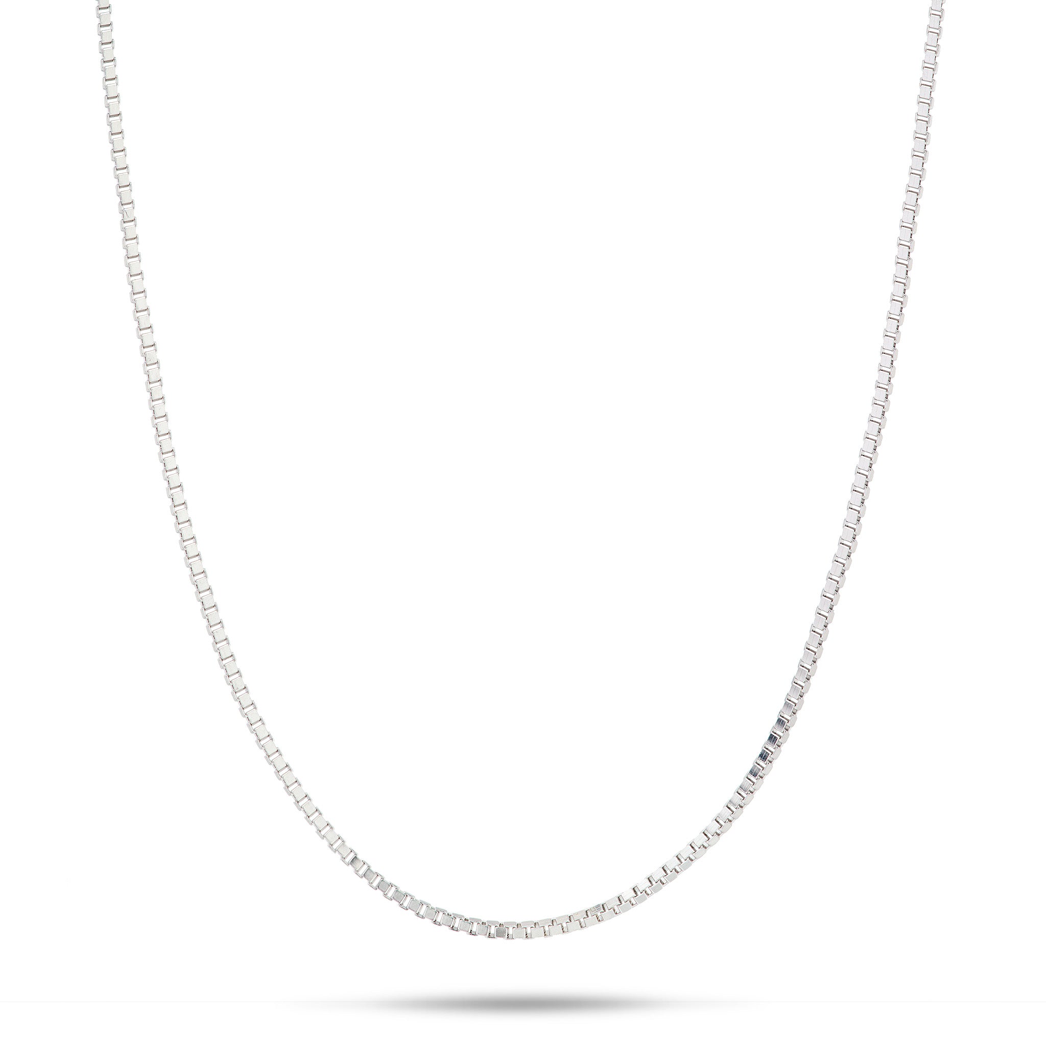 1.0mm Box Chain in Sterling Silver on a white background