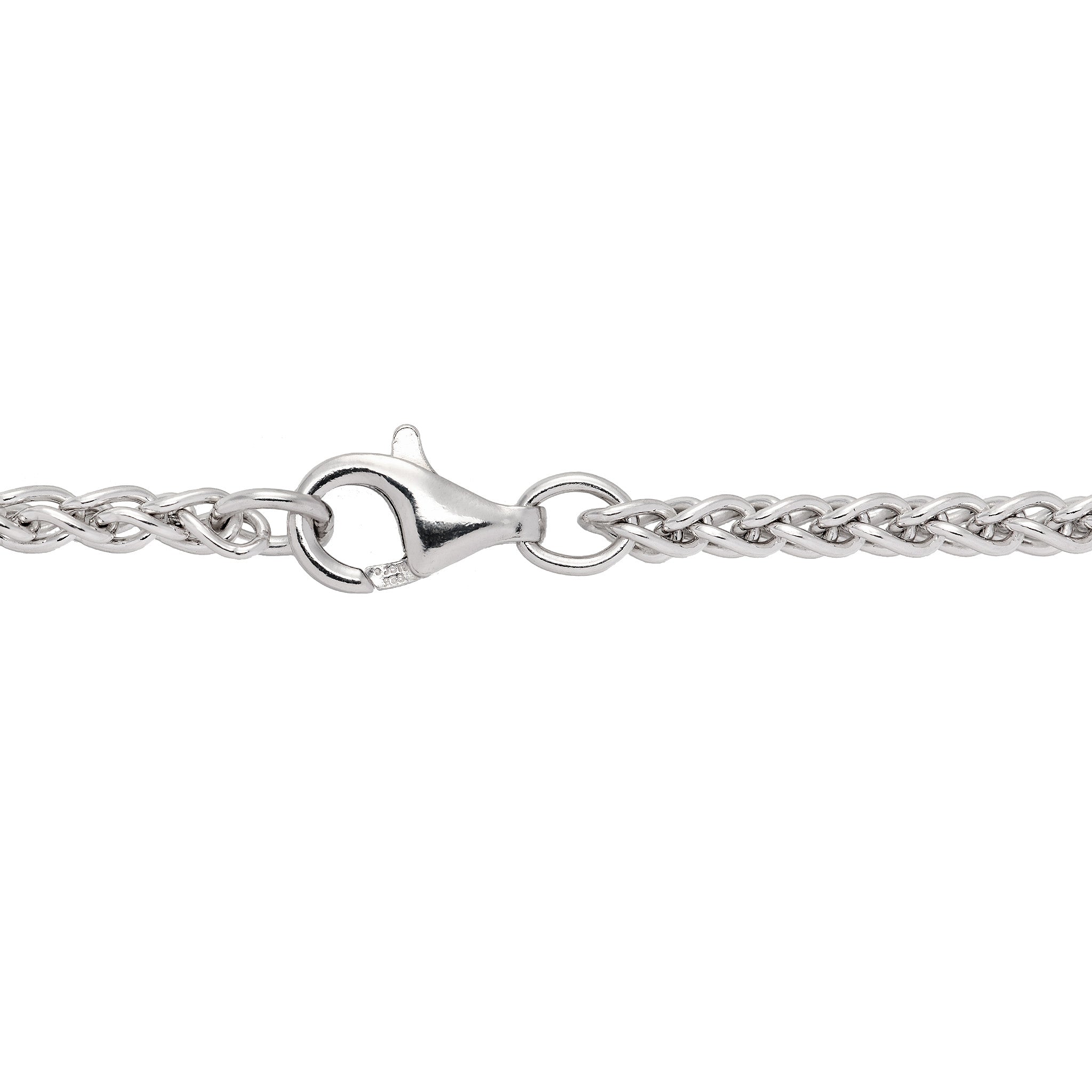 3.0mm Espiga Chain in Sterling Silver with Lobster Claw Clasp on a white background