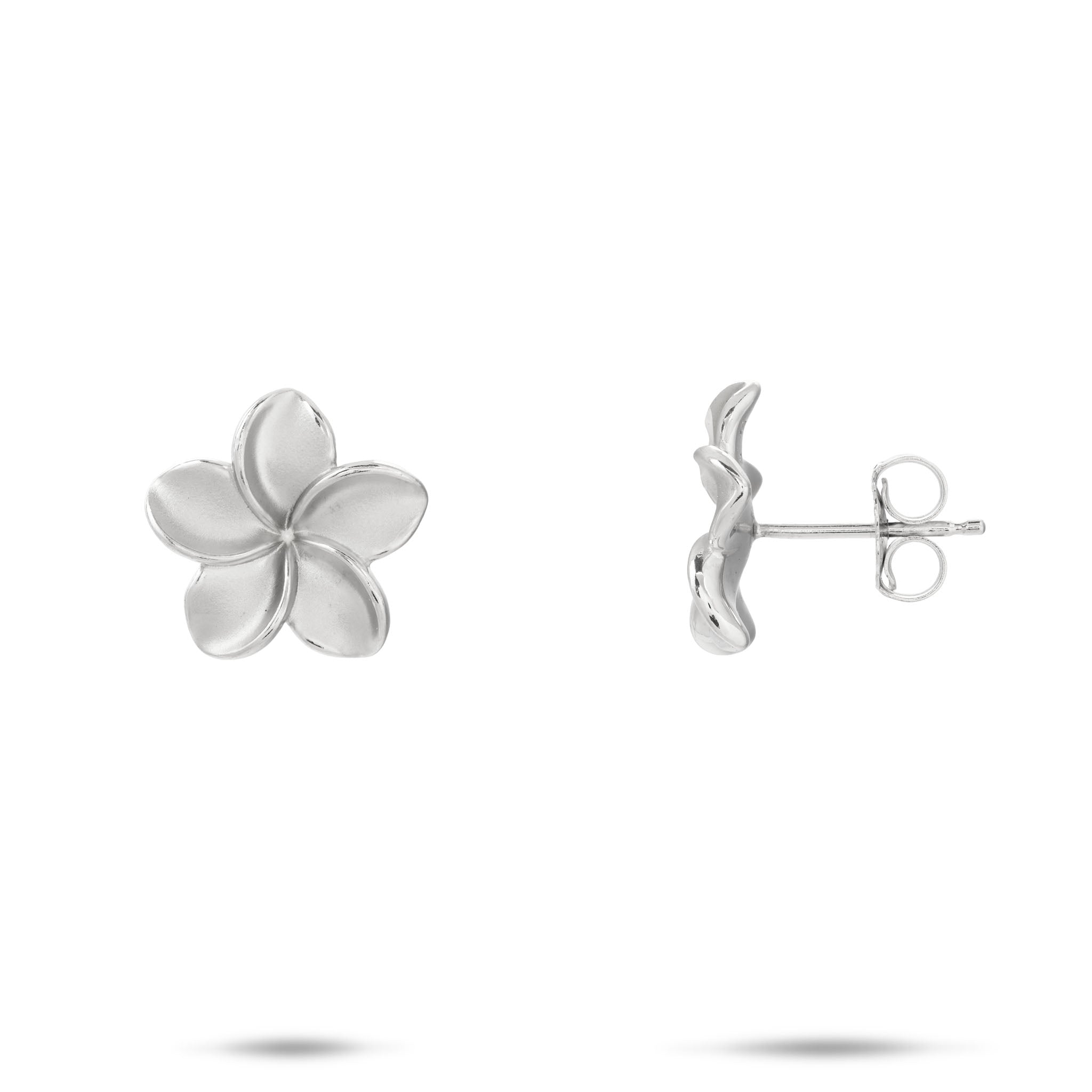 Plumeria Earrings in Sterling Silver - 13mm