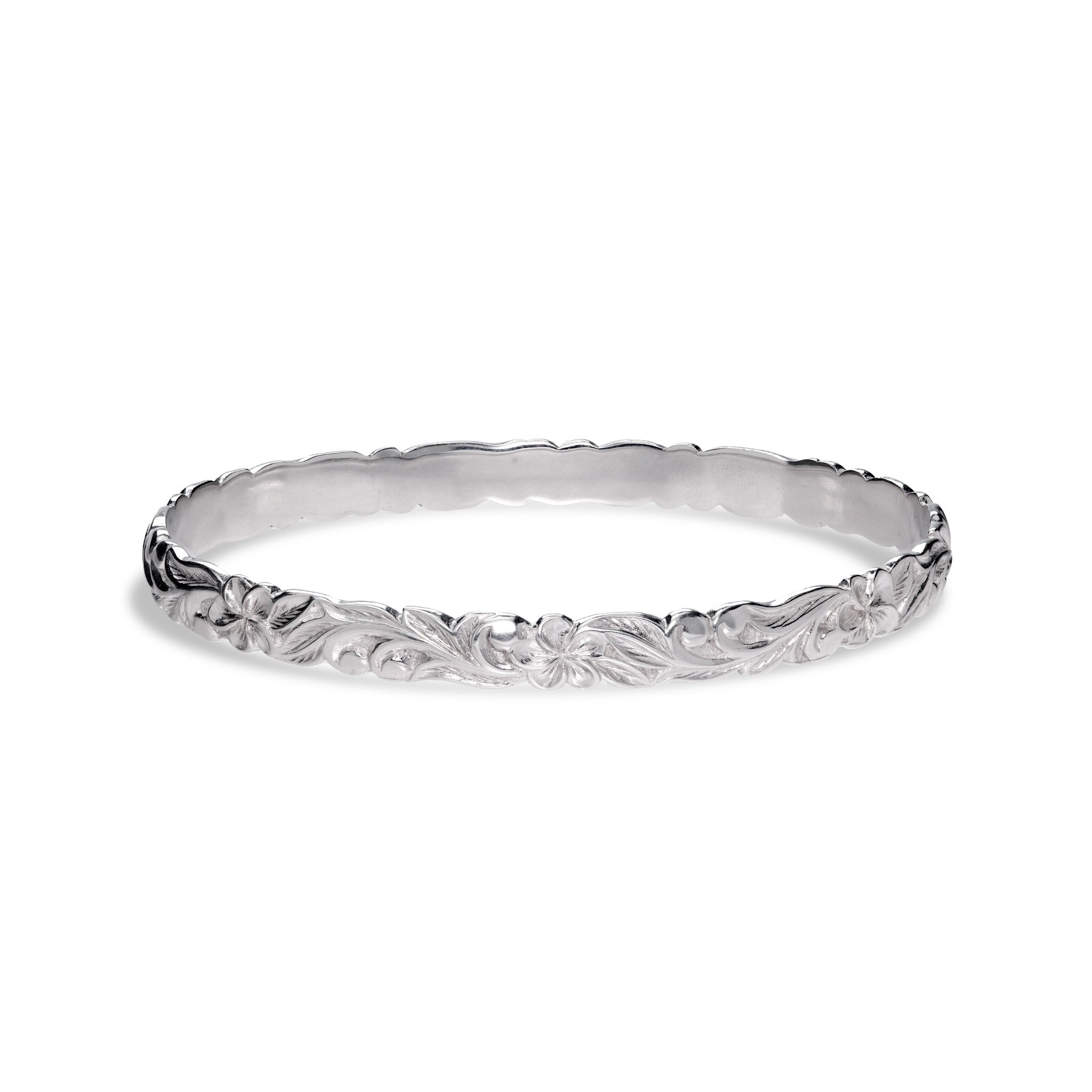 Hawaiian Heirloom Plumeria Bracelet in Sterling Silver - 6mm