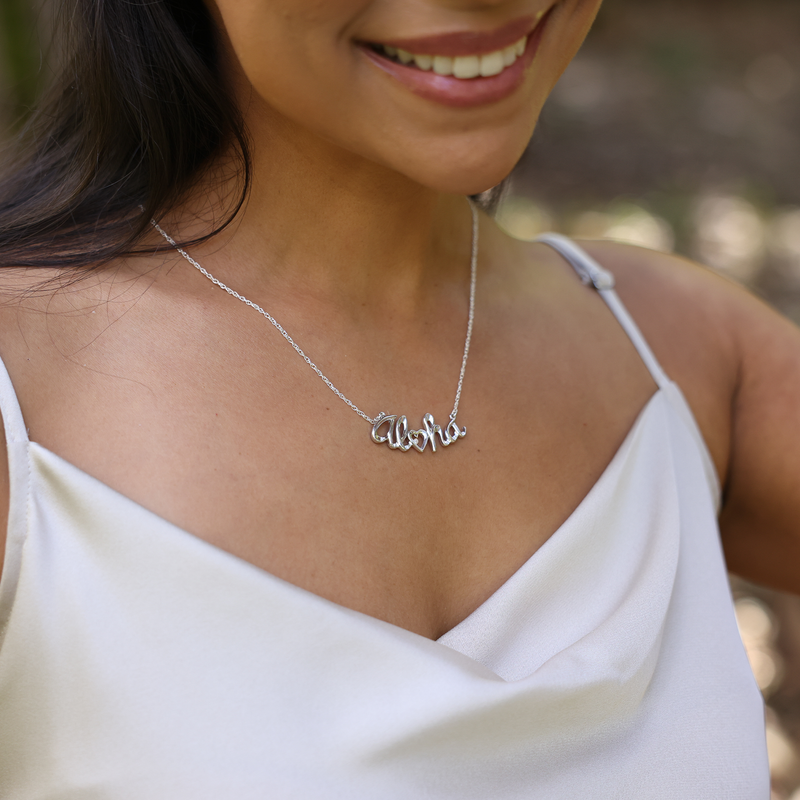 18" Aloha Necklace in Sterling Silver with Diamond