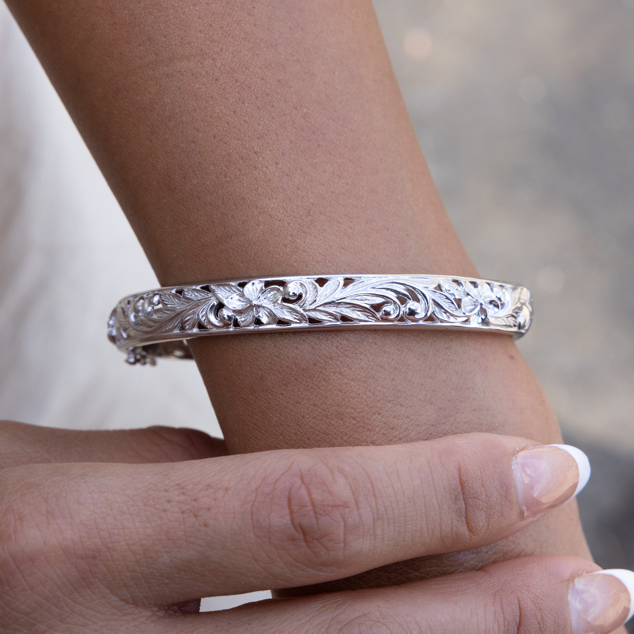 Hawaiian Heirloom Plumeria Armband aus Sterlingsilber - 8 mm