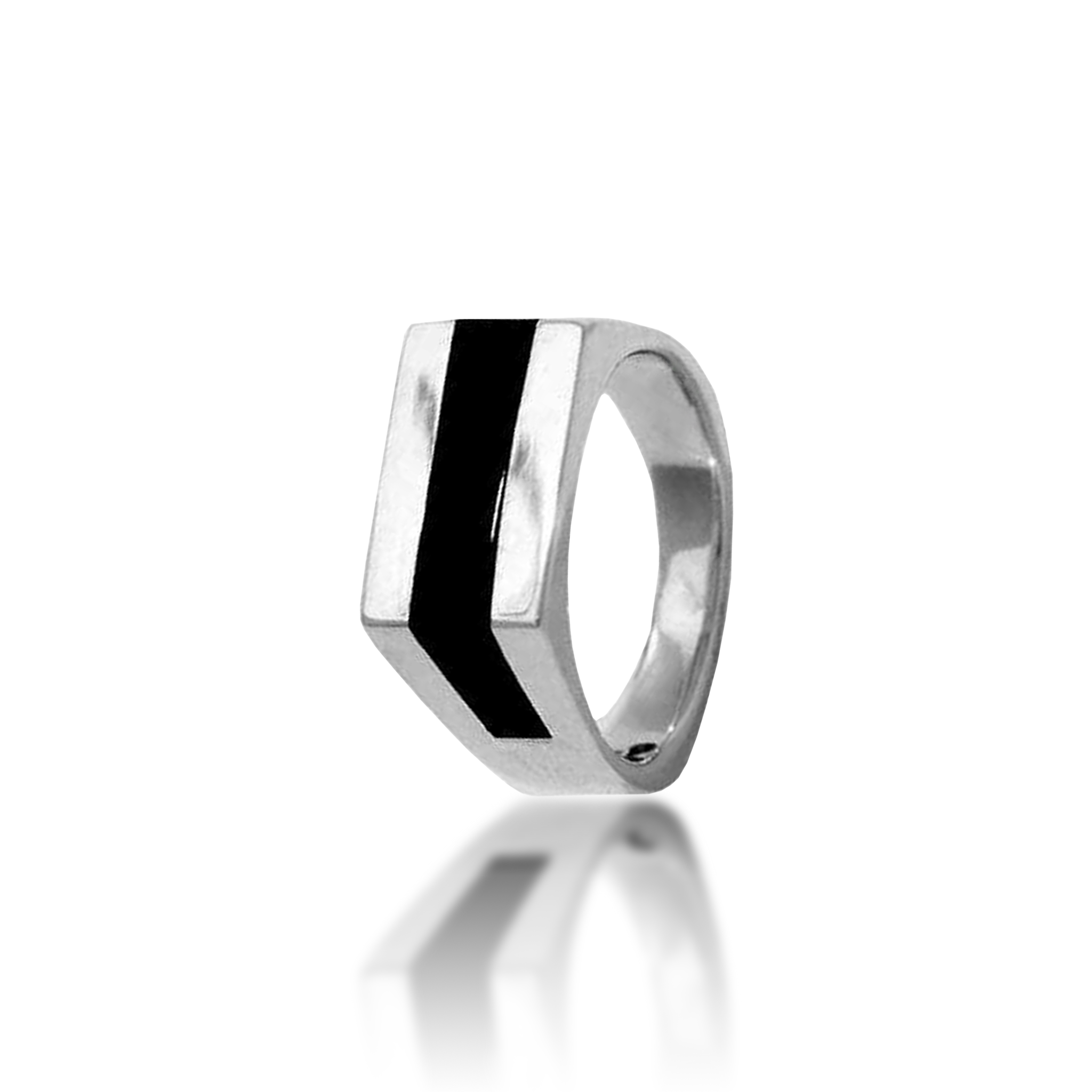 Schwarzer Korallenring in Sterlingsilber - 9,5 mm