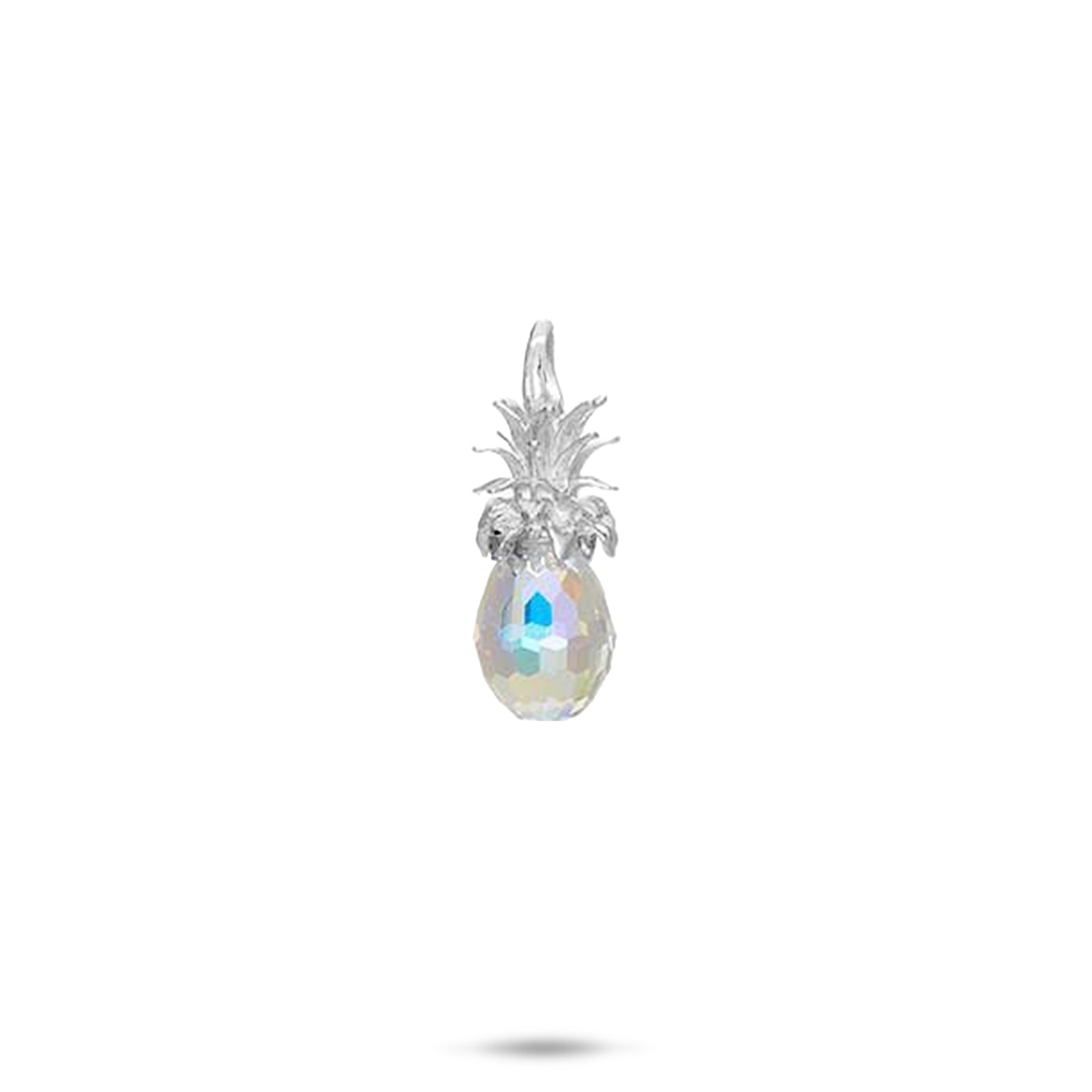 Crystal Pineapple Charm / Pendant in Sterling Silver - 20mm