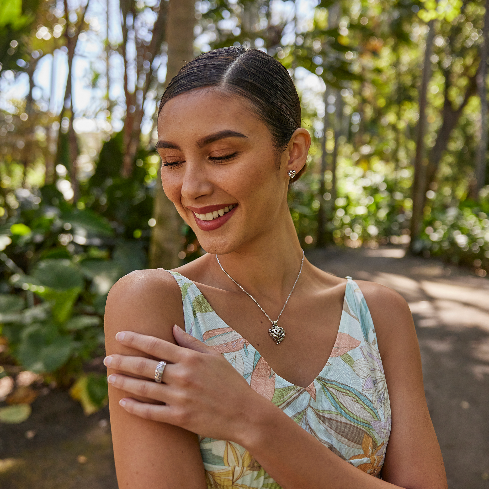 Aloha Heart Earrings in Sterling Silver - 10mm