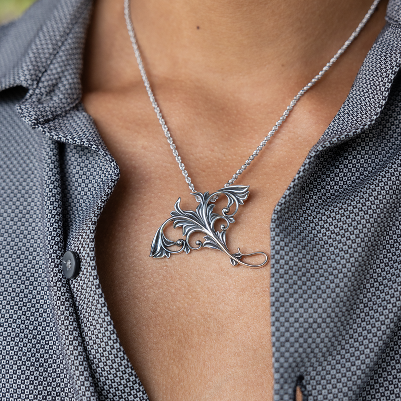 Living Heirloom Manta Ray Pendant in Sterling Silver - 63mm