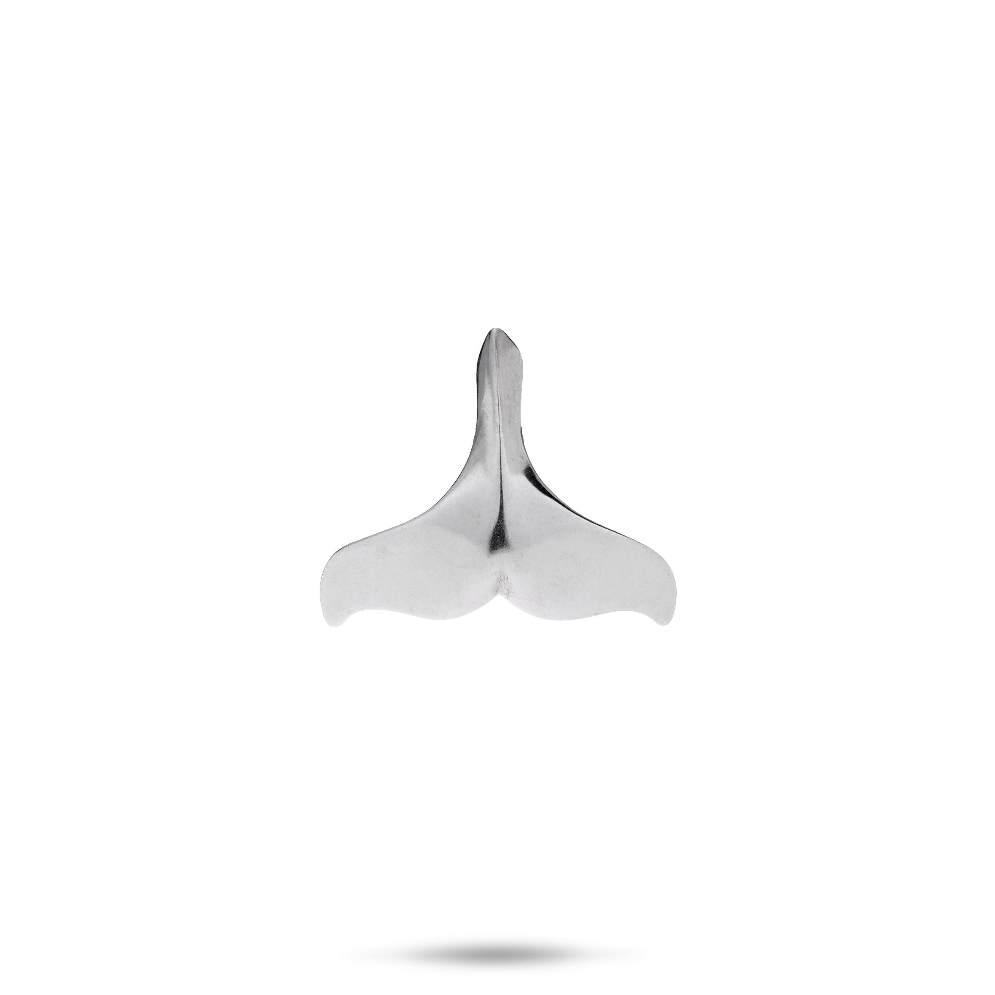 Silver whale tail pendant on a white background