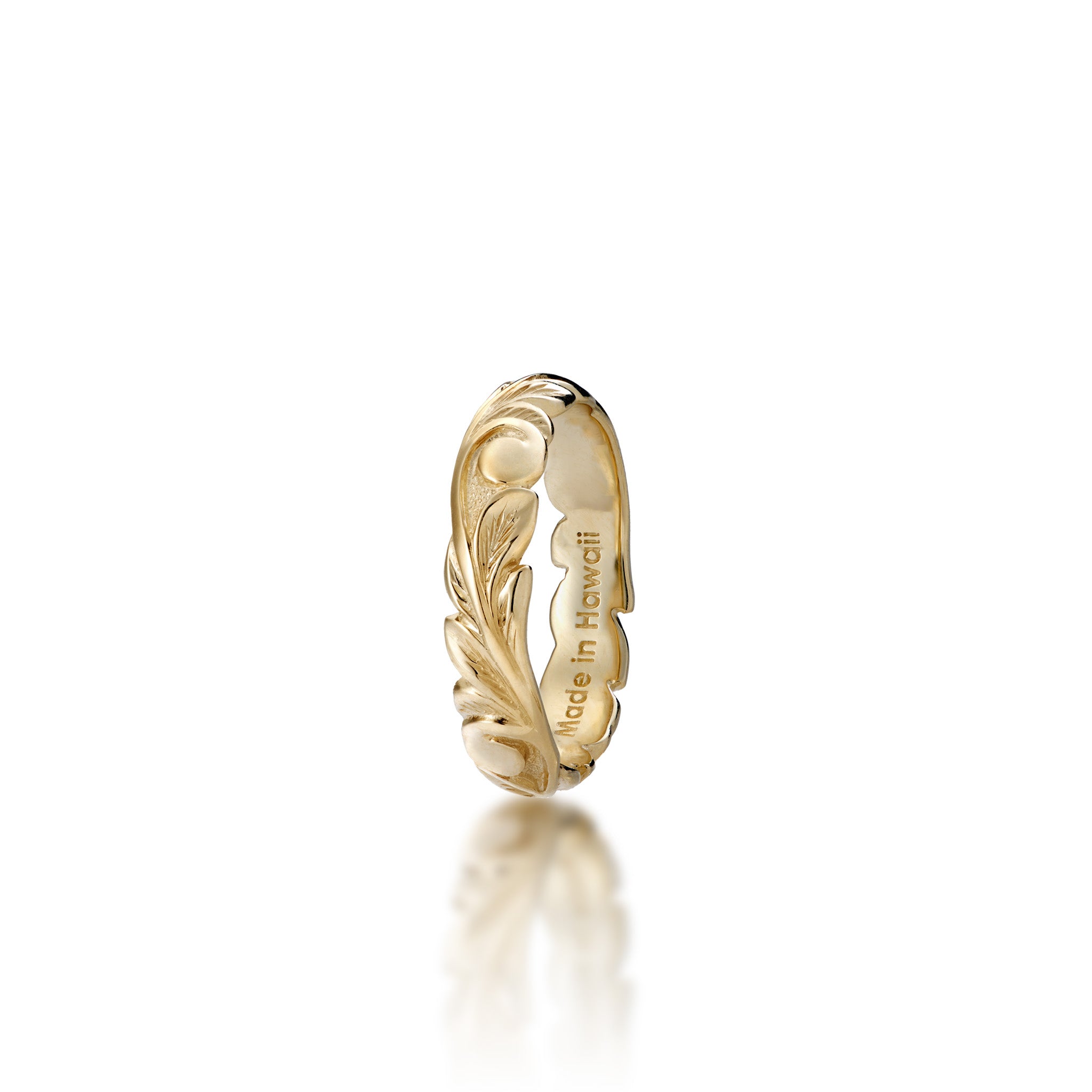 Hawaiian Heirloom Old English Scroll Ring in Gold - 4.5mm