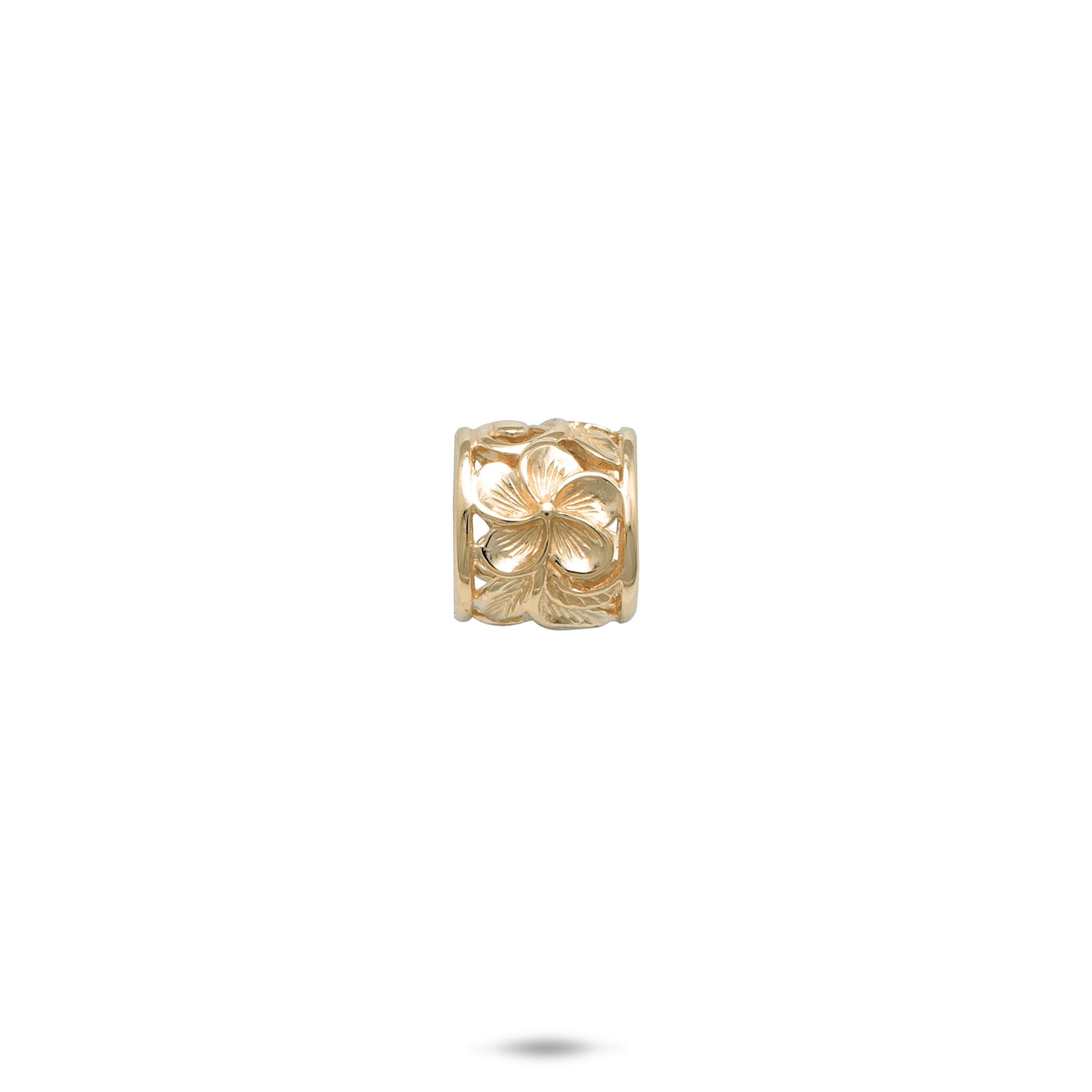 Hawaiianisches Erbstück Plumeria Barrel Anhänger in Gold - 9 mm