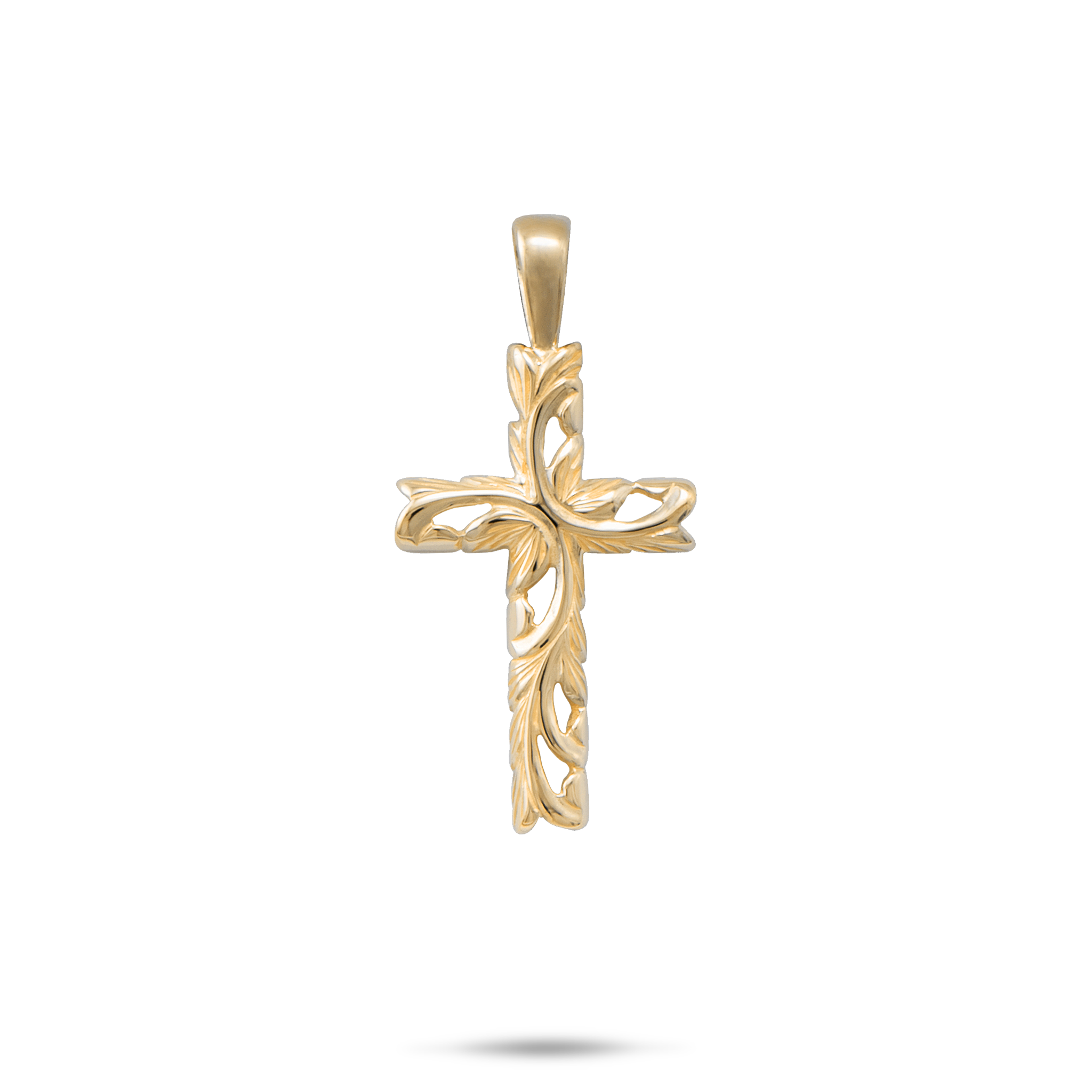 Hawaiian Heirloom Old English Scroll Cross Pendant in Gold - 30mm