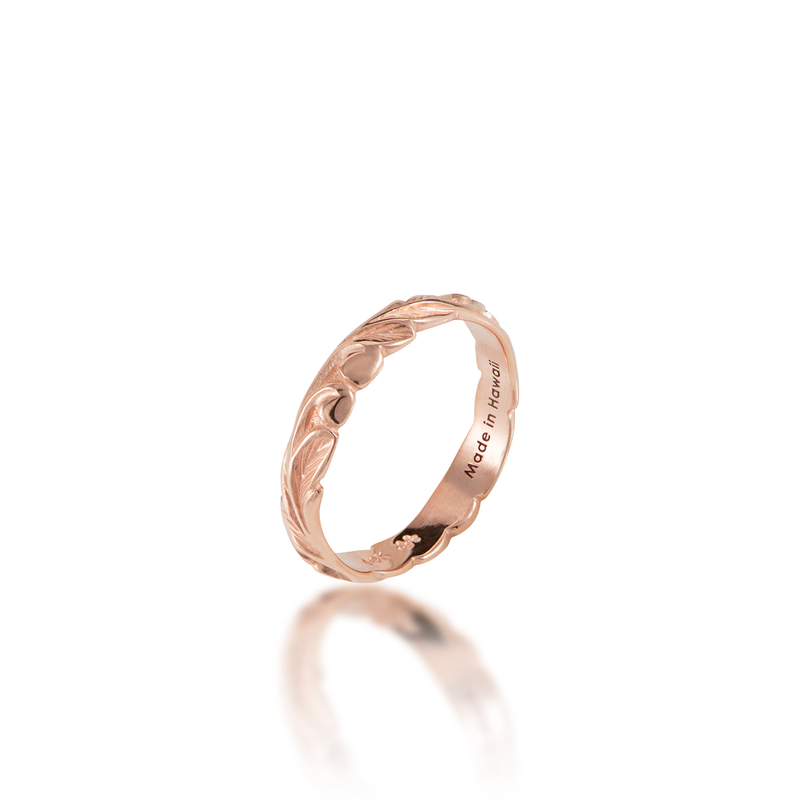 Hawaiian Heirloom Old English Scroll Ring in Rose Gold - 3mm
