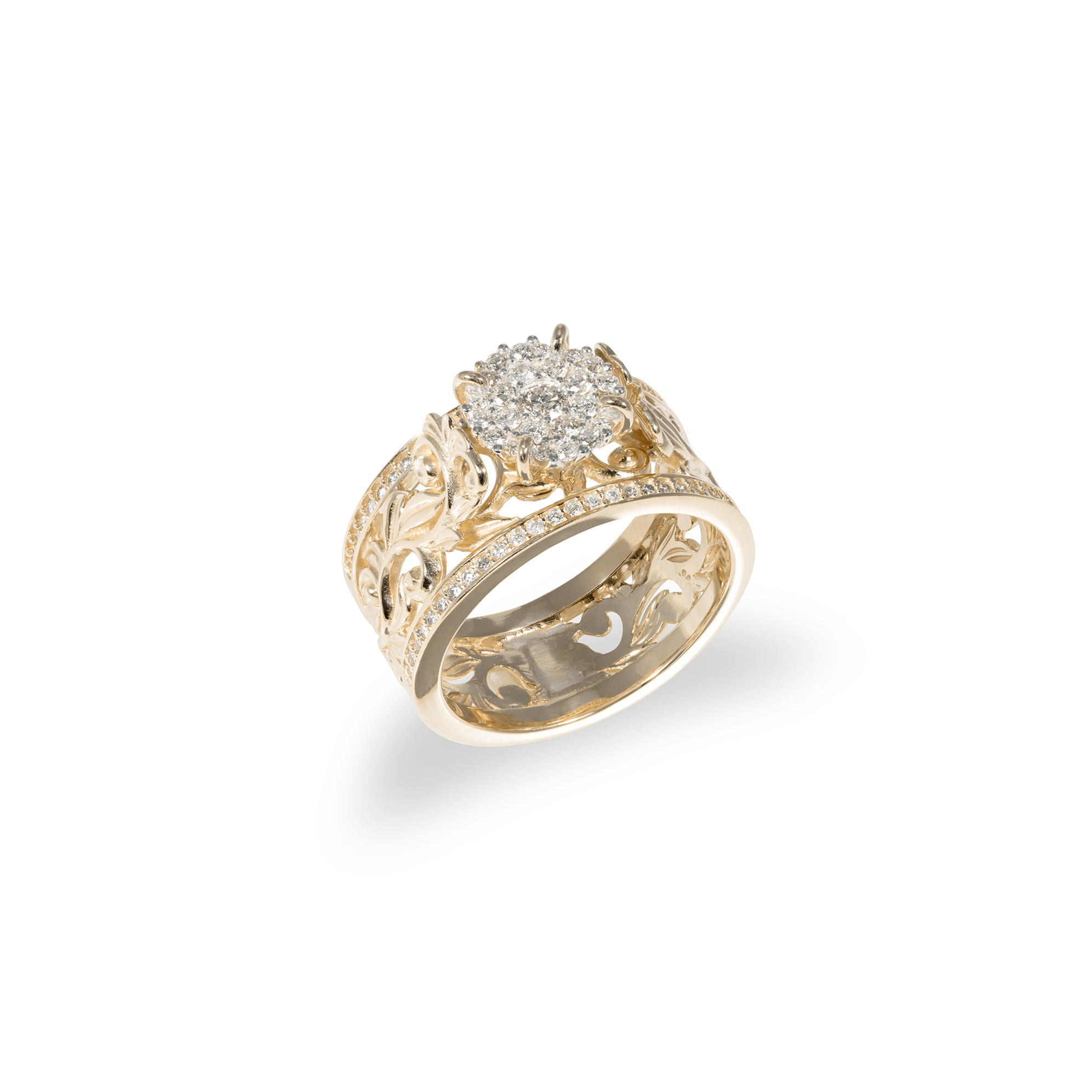 Anneau de fiançailles vivant héritage en or avec diamants - 10 mm