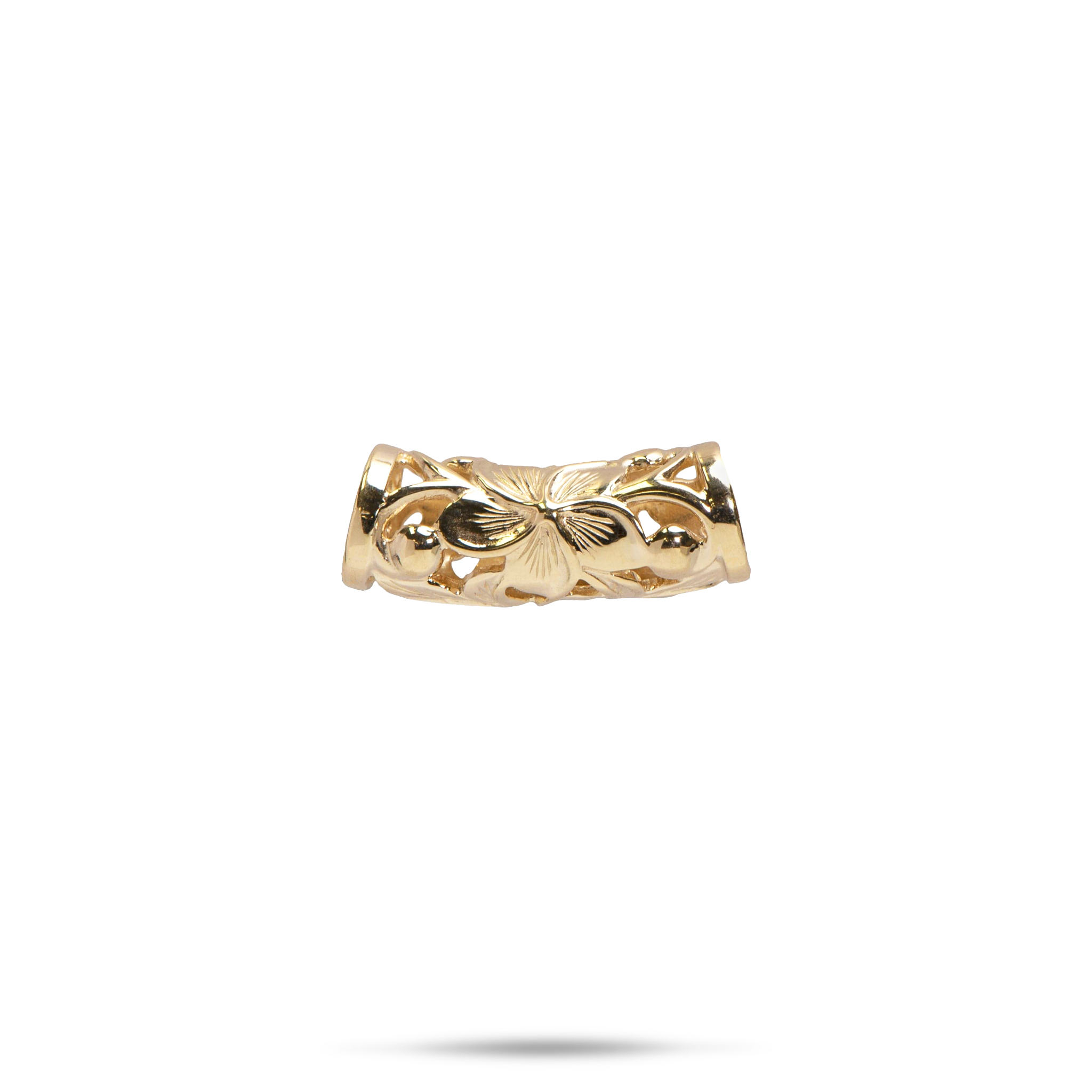 Hawaiianisches Erbstück Plumeria Scroll Barrel Anhänger in Gold