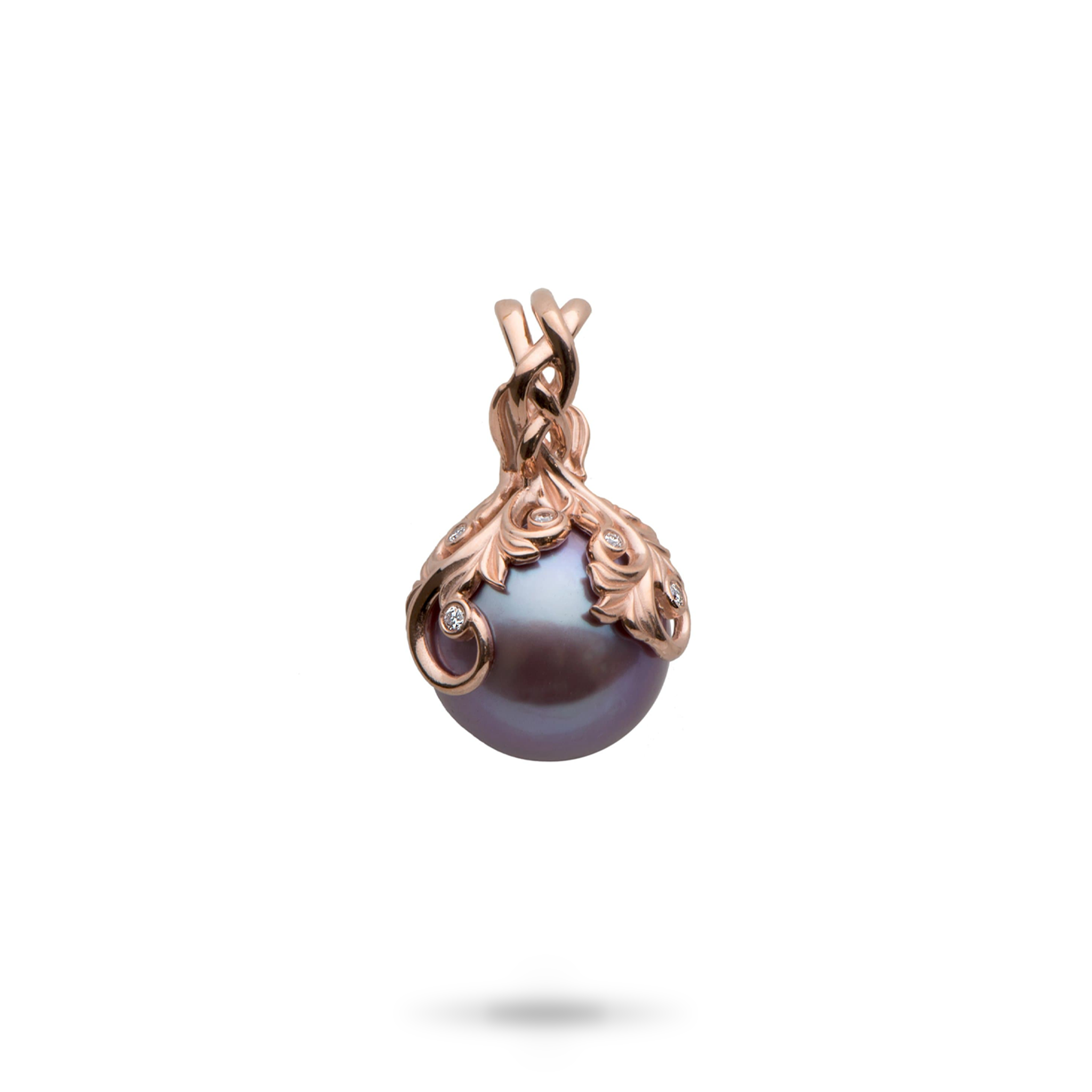 Living Heirloom Ultravioletter Süßwasserperlen-Anhänger in Roségold mit Diamanten – 12–13 mm