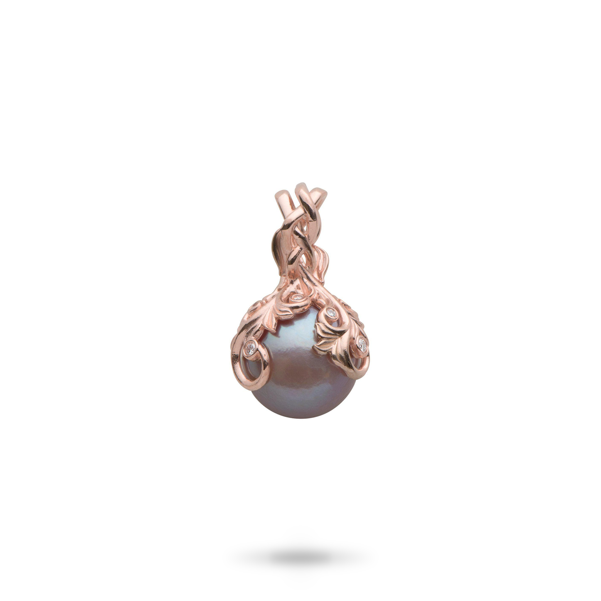 Living Heirloom Lilac Freshwater Pearl Pendant in Rose Gold with Diamonds - 11-12mm