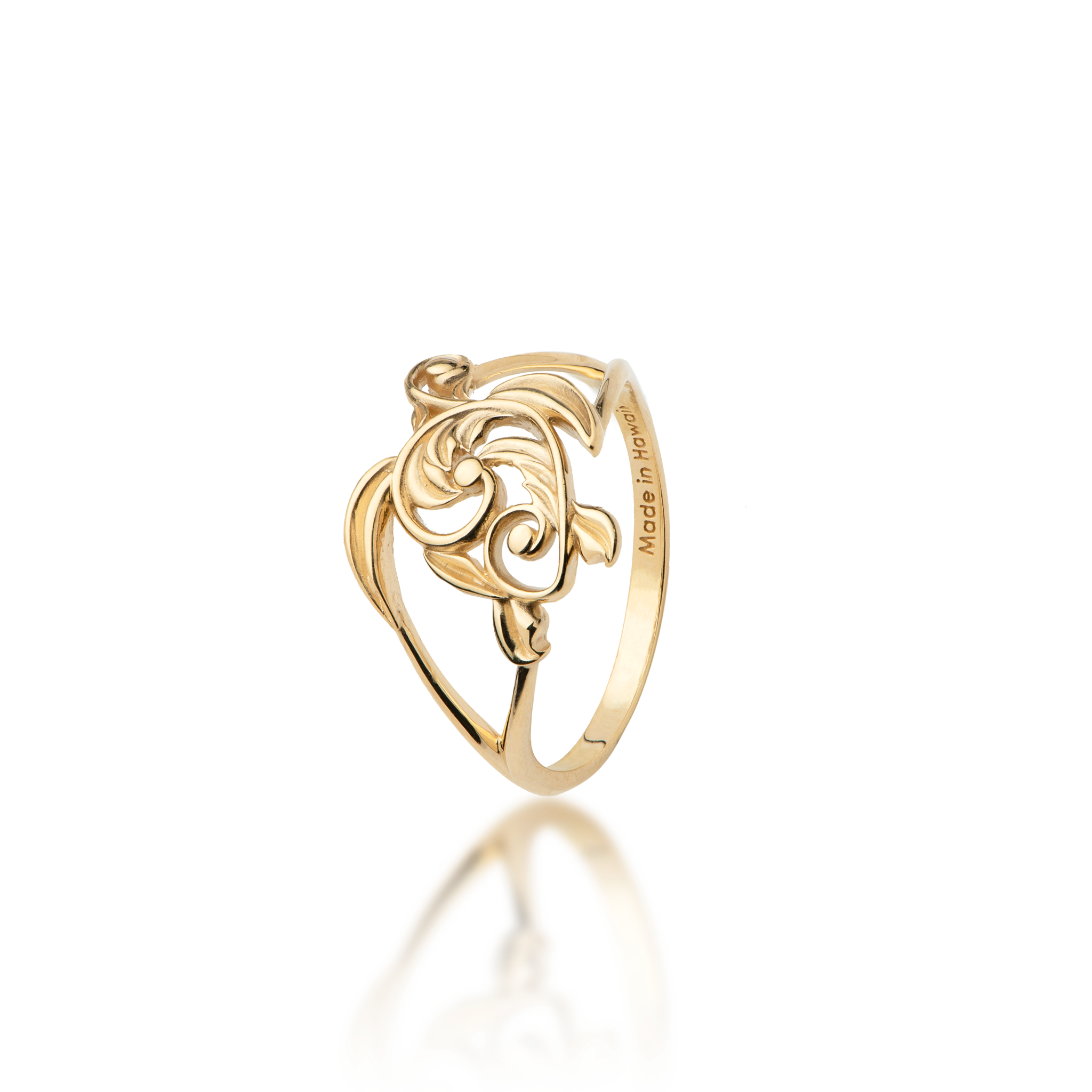 Lebender Erbstück-Honu-Ring in Gold – 16 mm