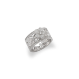 Hawaiian Heirloom Plumeria Ring in White Gold with Diamonds - 10mm - Maui Divers Jewelry