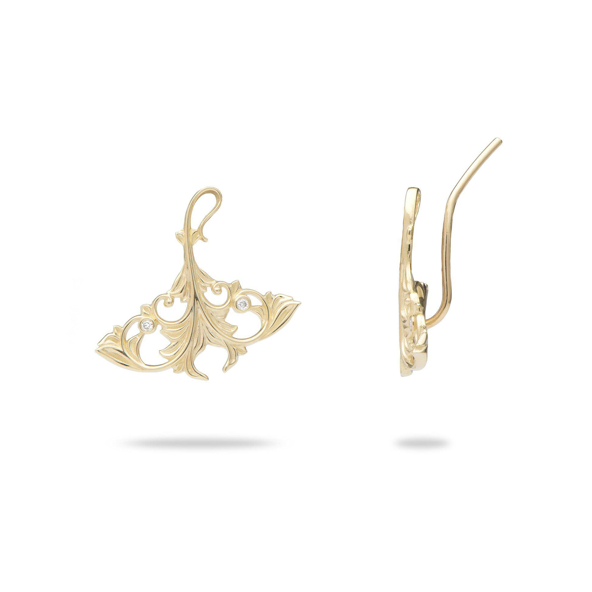 Boucles d'oreilles en rayage manta vivant en or avec diamants - 20 mm
