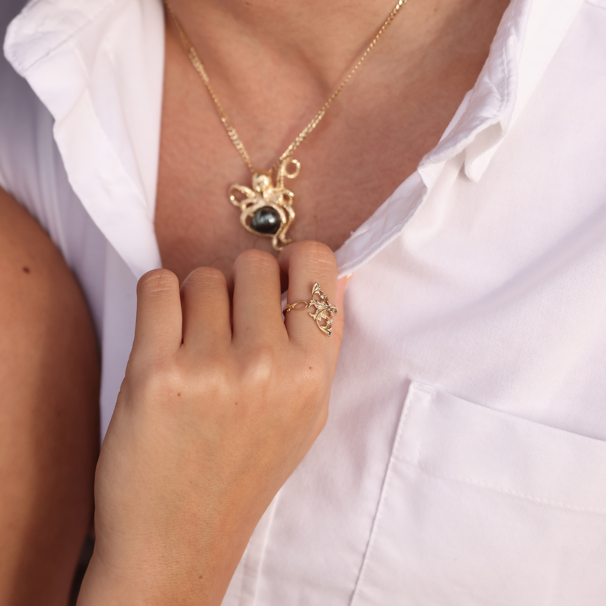 Living Heirloom Mantarochen-Ring in Gold mit Diamanten – 20 mm