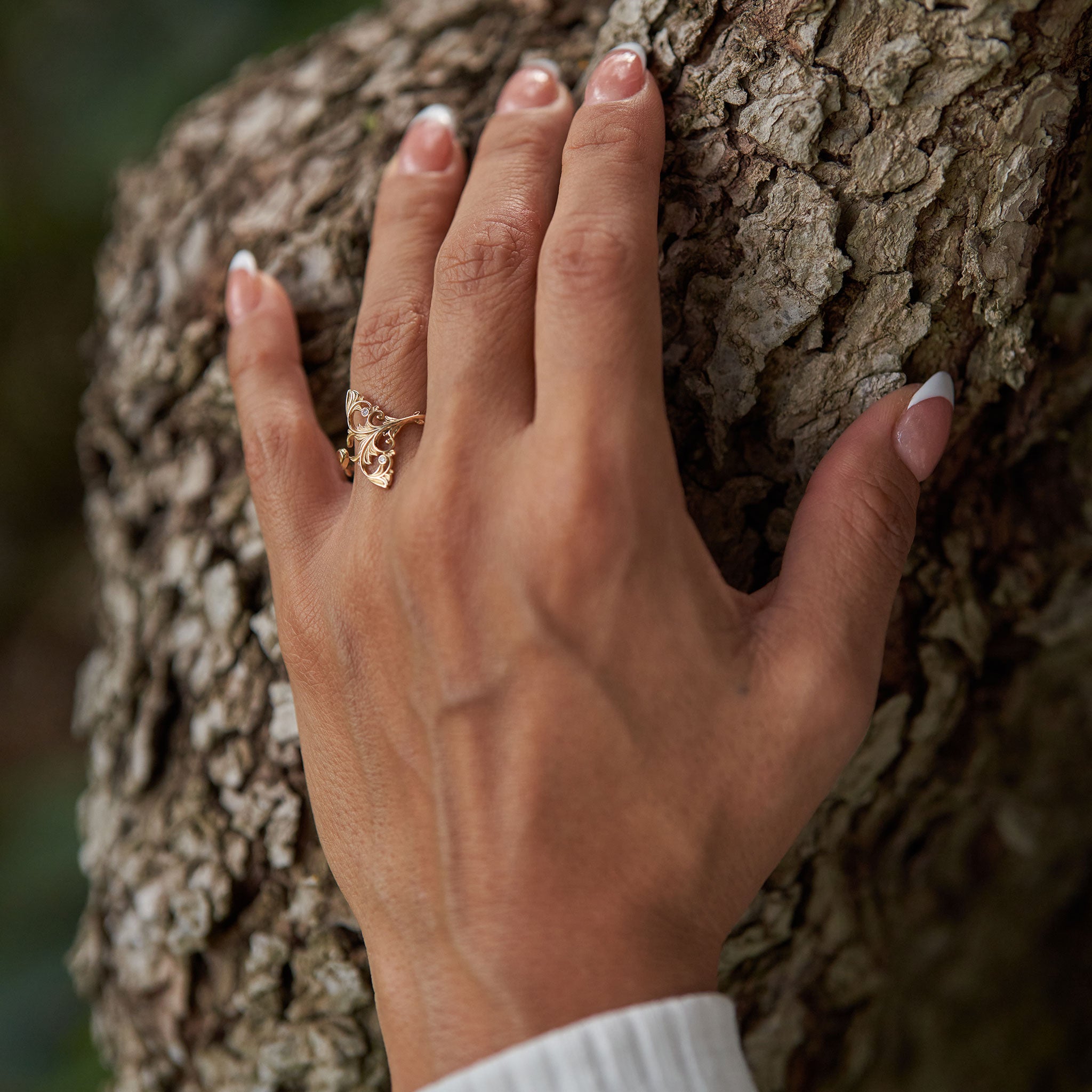 Living Heirloom Mantarochen-Ring in Gold mit Diamanten – 20 mm
