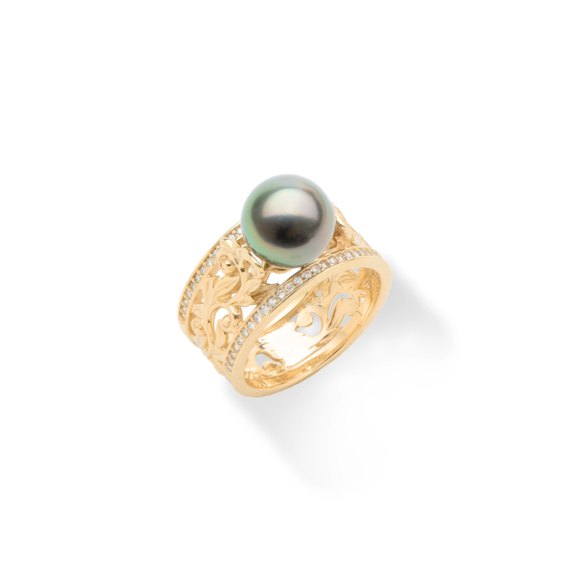 Héritage héritier héritage Tahitien Black Pearl en or avec diamants - 10 mm