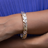 Hawaiian Heirloom Plumeria Bracelet in Tri Color Gold - 10mm - Size 7.5"