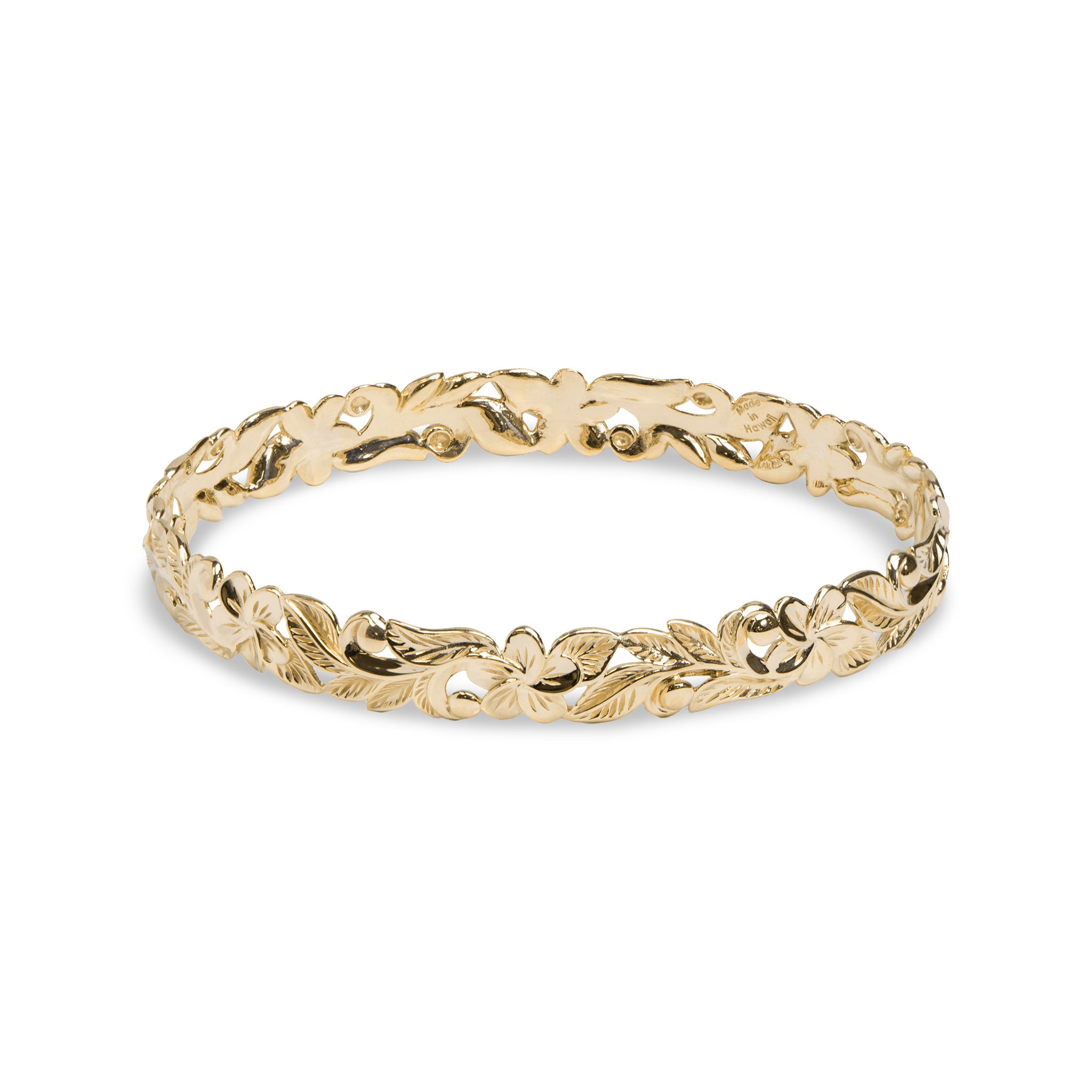 Hawaiian Heirloom Plumeria Bracelet in Gold - 8mm