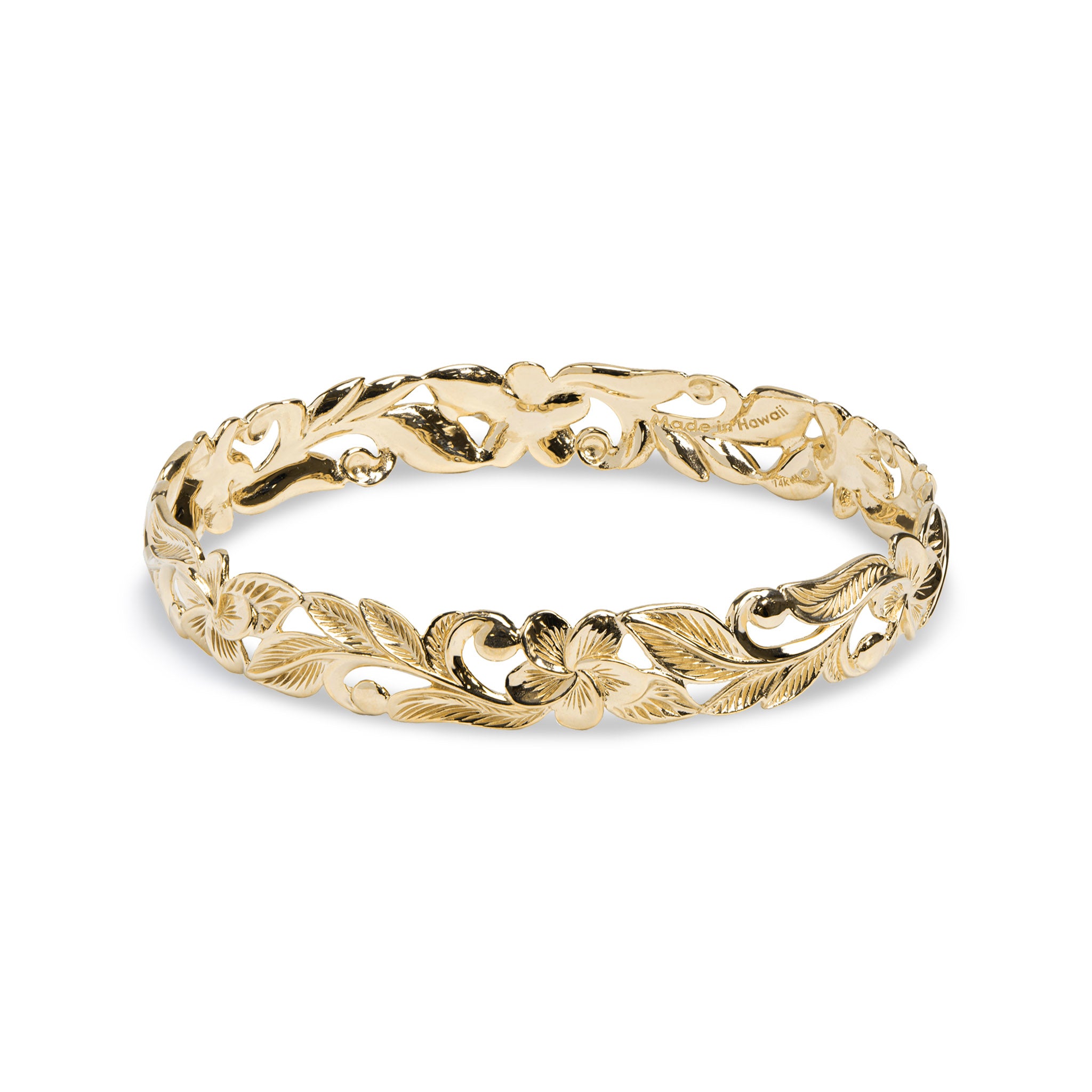 Hawaiian Heirloom Plumeria Bracelet in Gold - 10mm