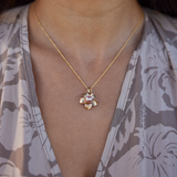 Pick A Pearl Plumeria Pendant in Gold - 18mm