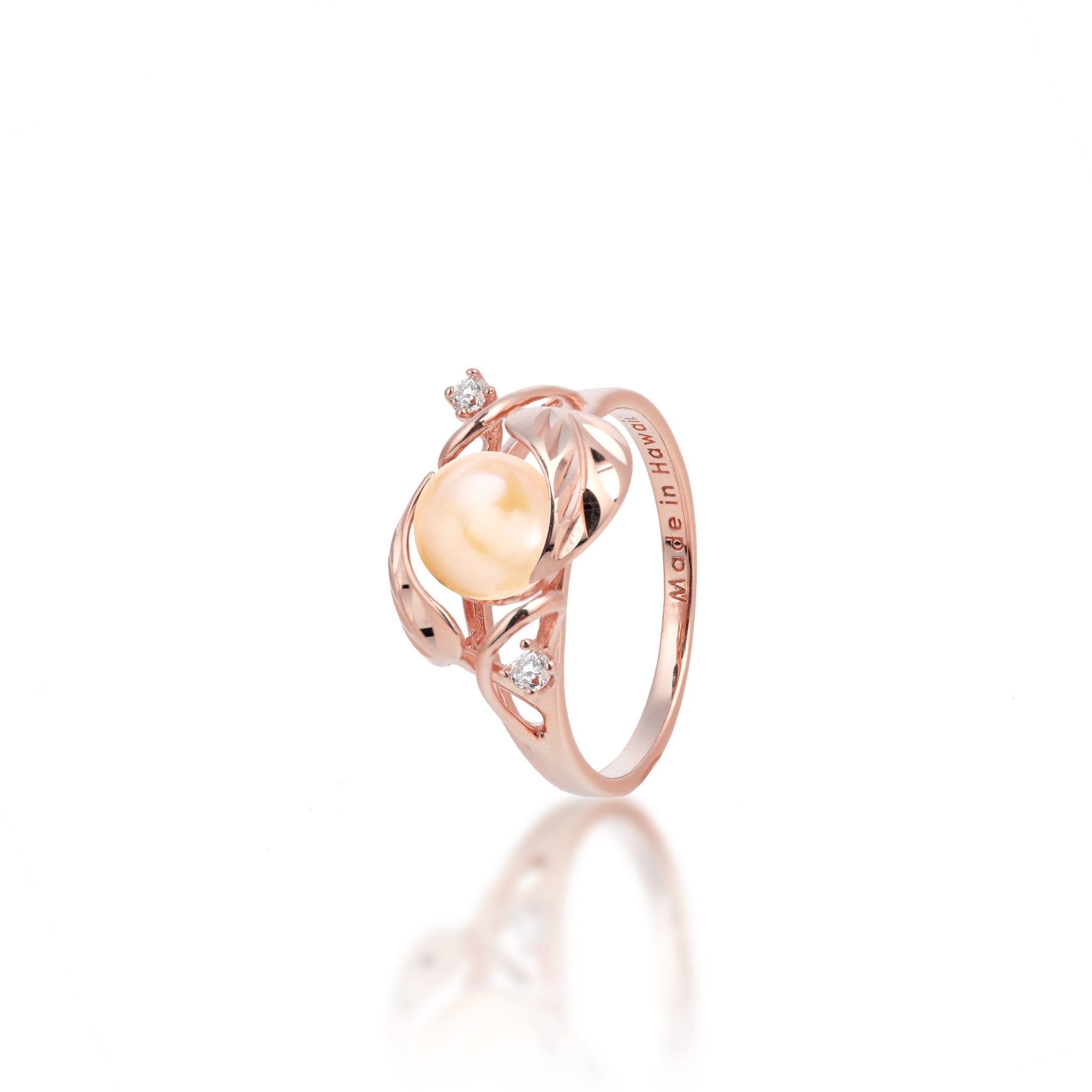 Pick A Pearl Maile Ring in Rose Gold with Diamonds