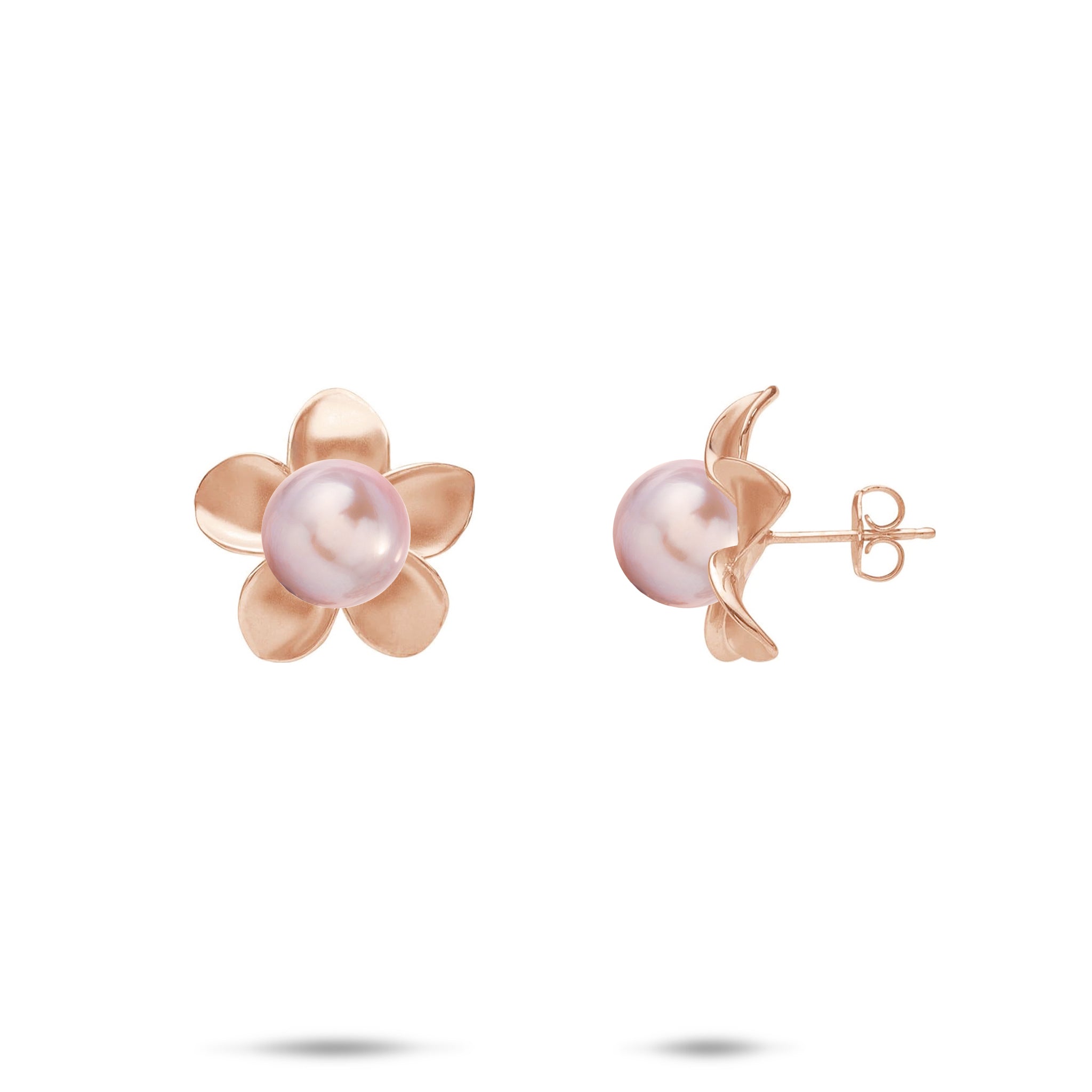 Pick A Pearl Plumeria Earrings in Rose Gold - 13mm