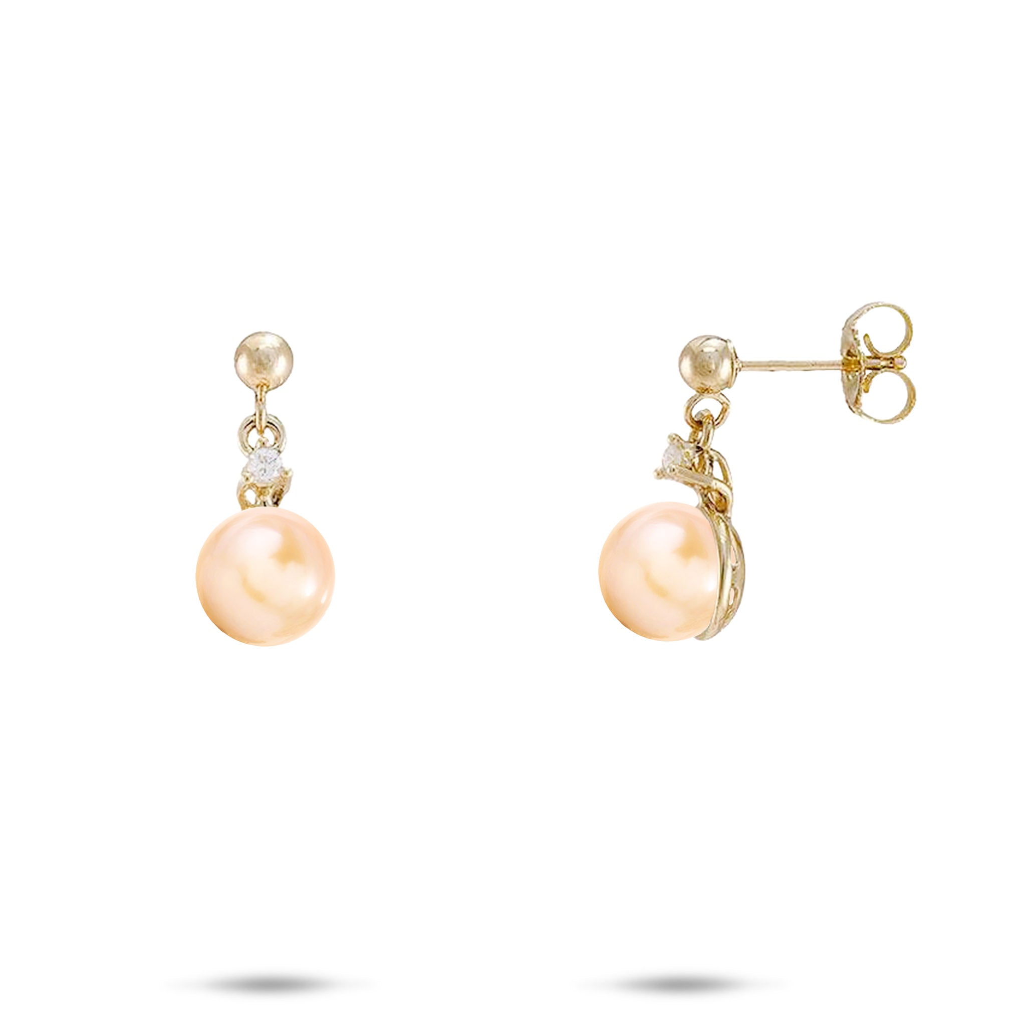 Pick A Pearl Earrings in Gold with Diamonds
