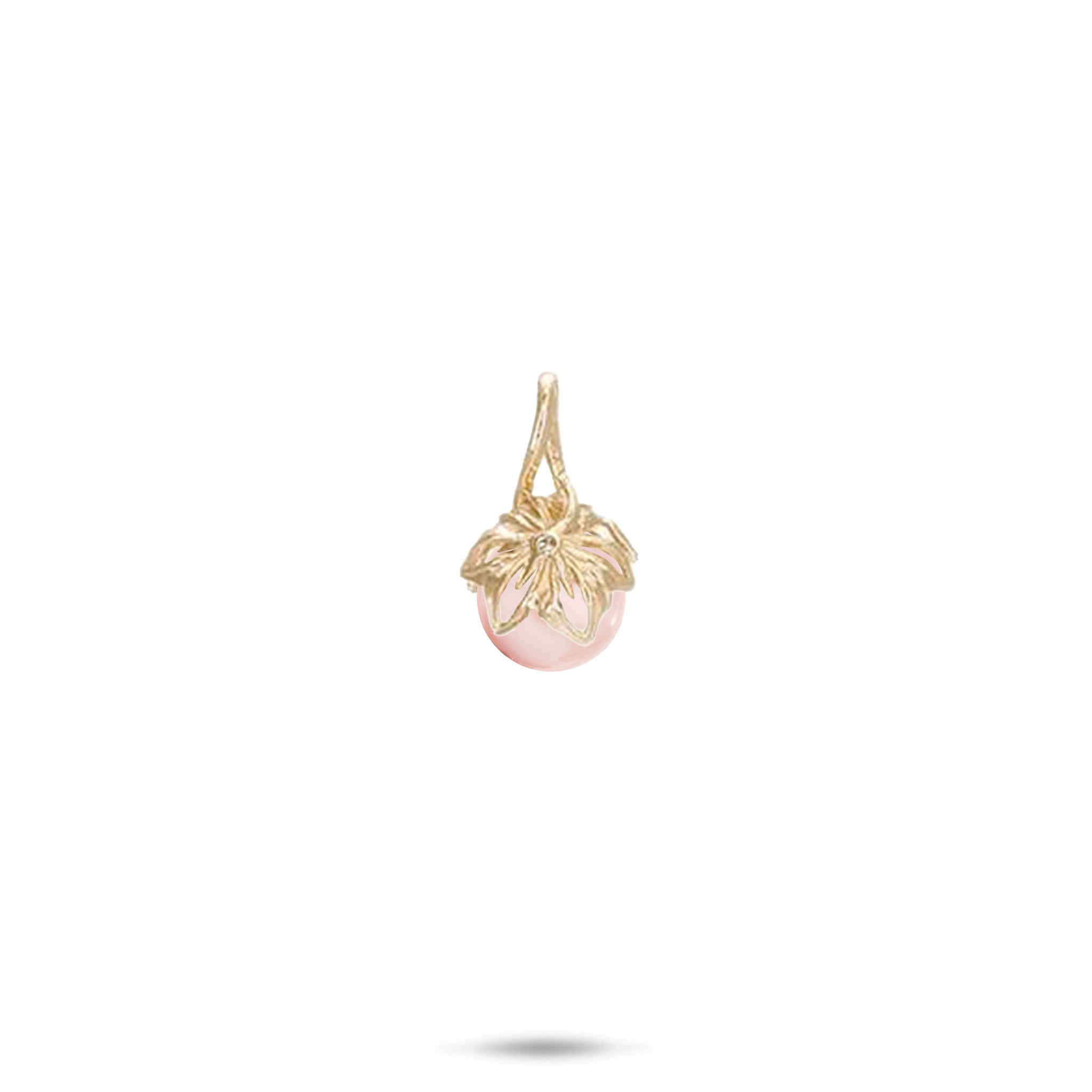 13mm Pick A Pearl Naupaka Pendant in Gold with Diamond and Pink Pearl on a white background