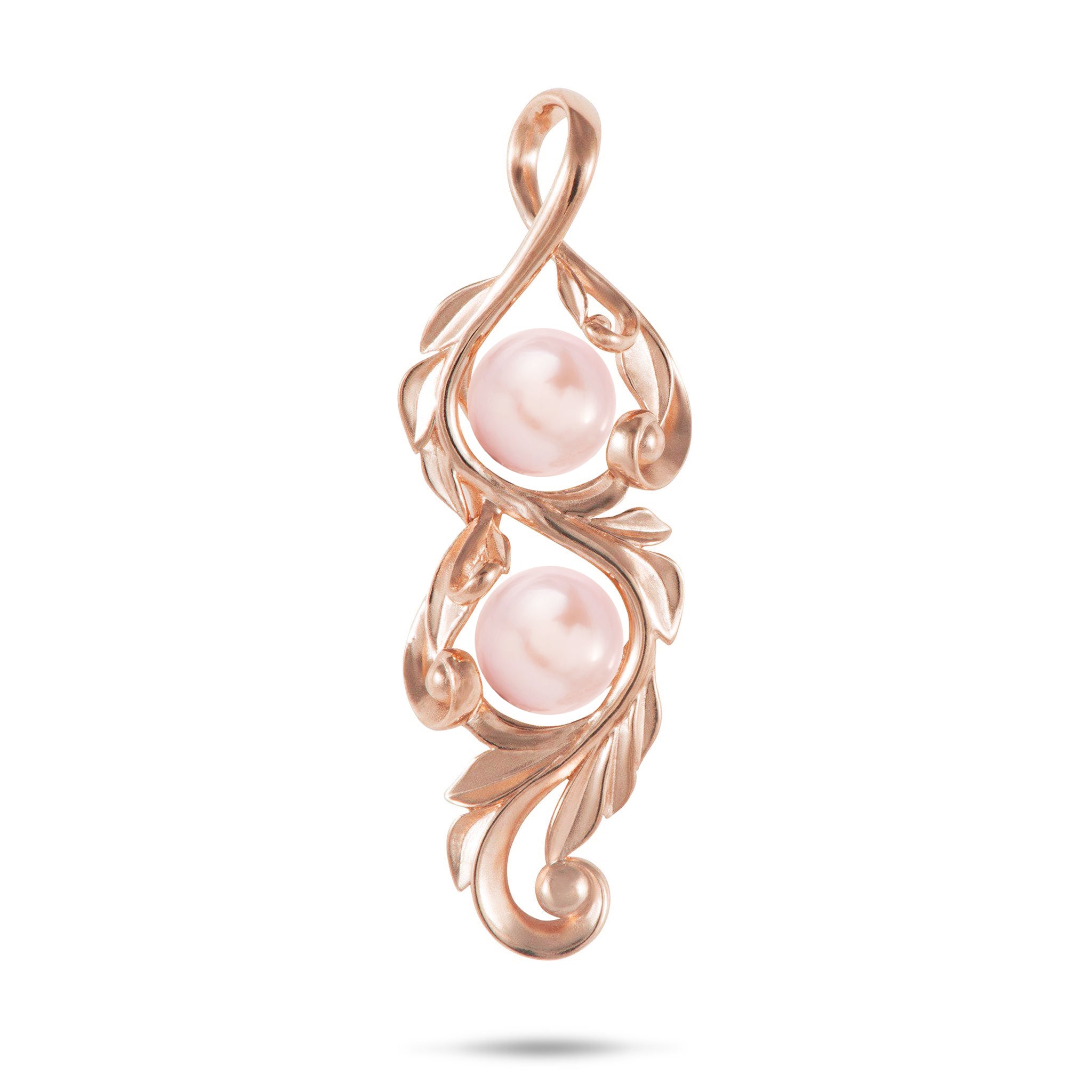 Pick A Pearl Maile Scroll Pendant in Rose Gold