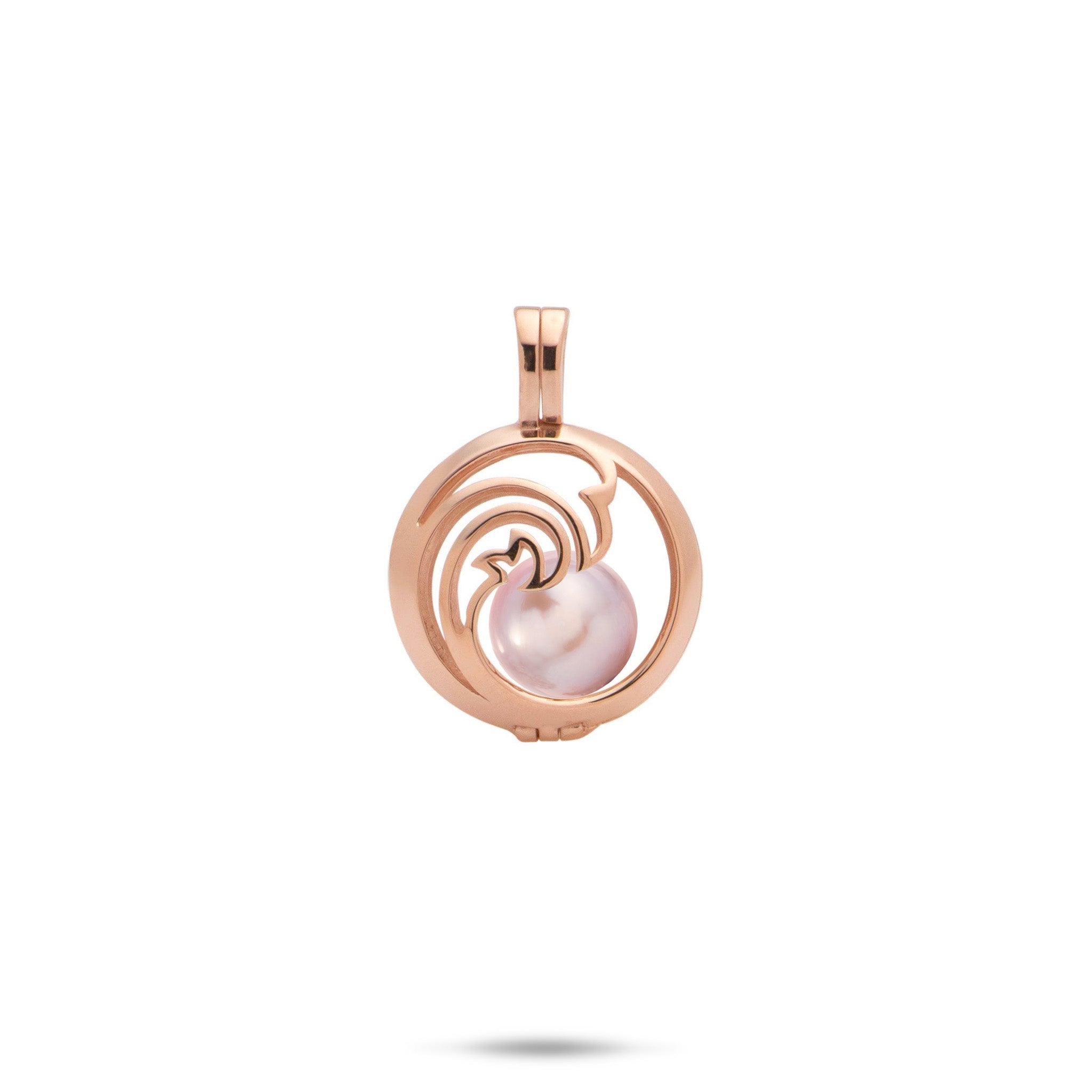 Pick A Pearl Nalu Cage Pendant in Rose Gold with a Lavender Freshwater Pearl
