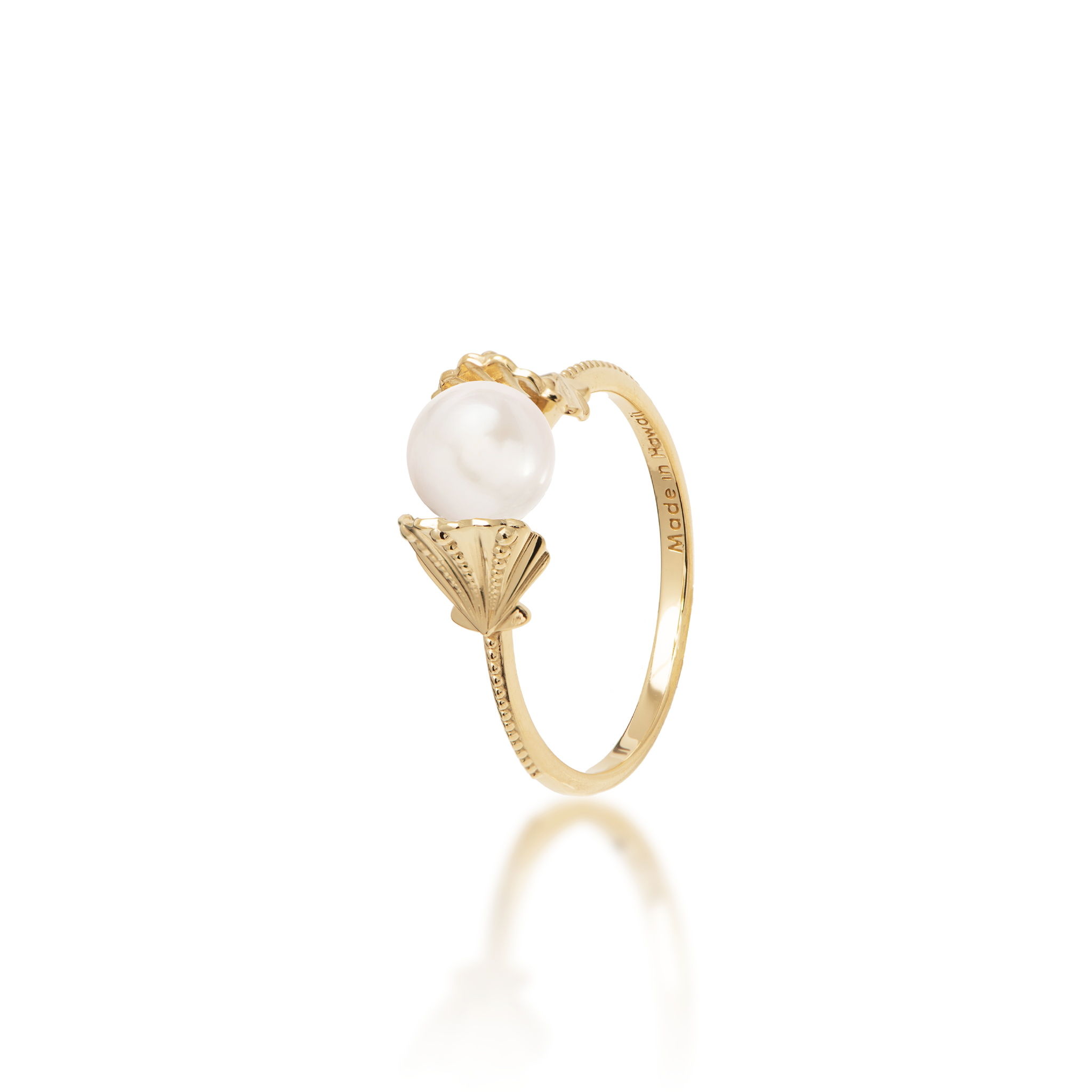 Wählen Sie einen Perlen-Muschel-Ring in Gold 