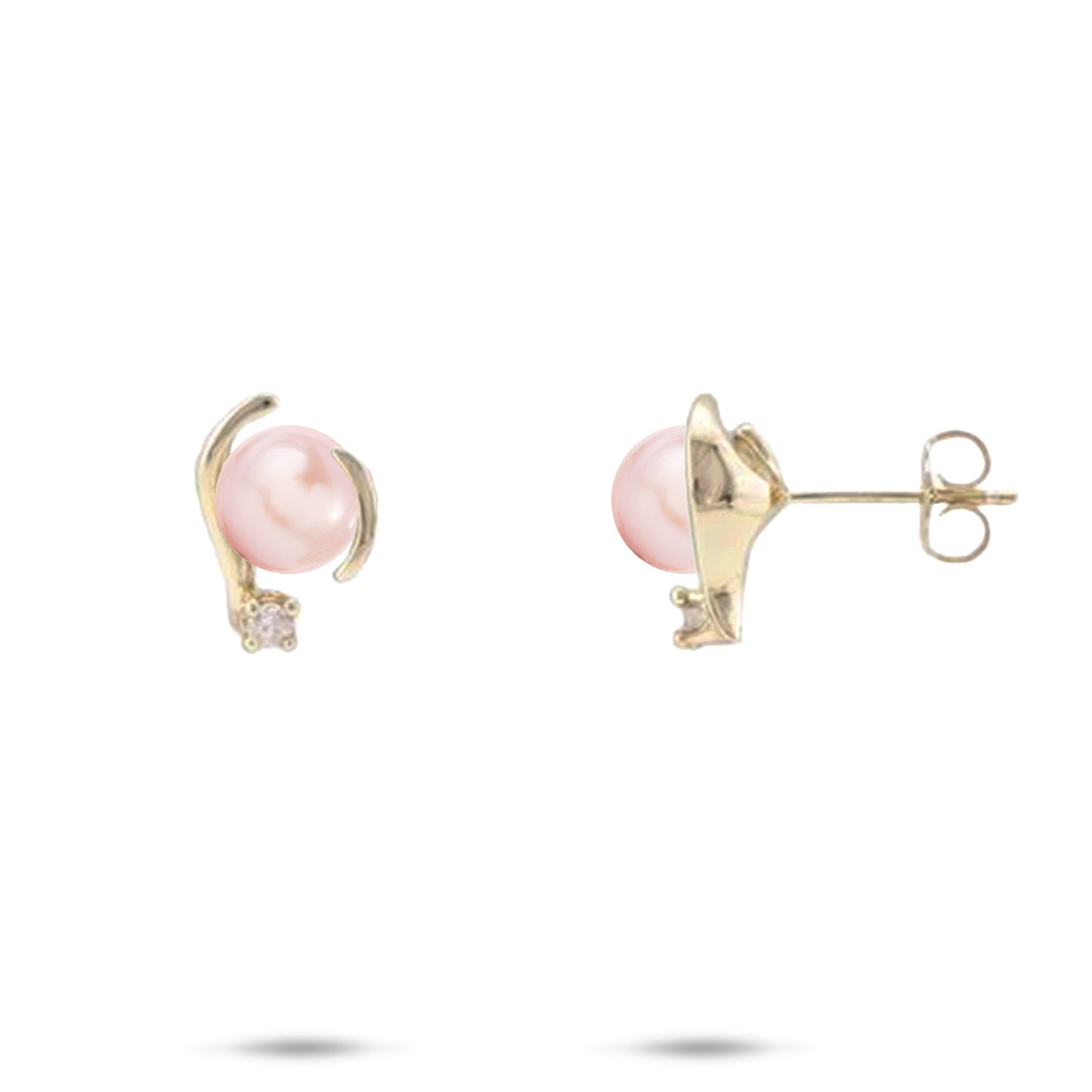 Pick A Pearl Earrings in Gold with Diamonds