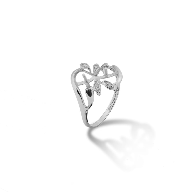 Pick A Pearl Maile Ring in White Gold with Diamonds