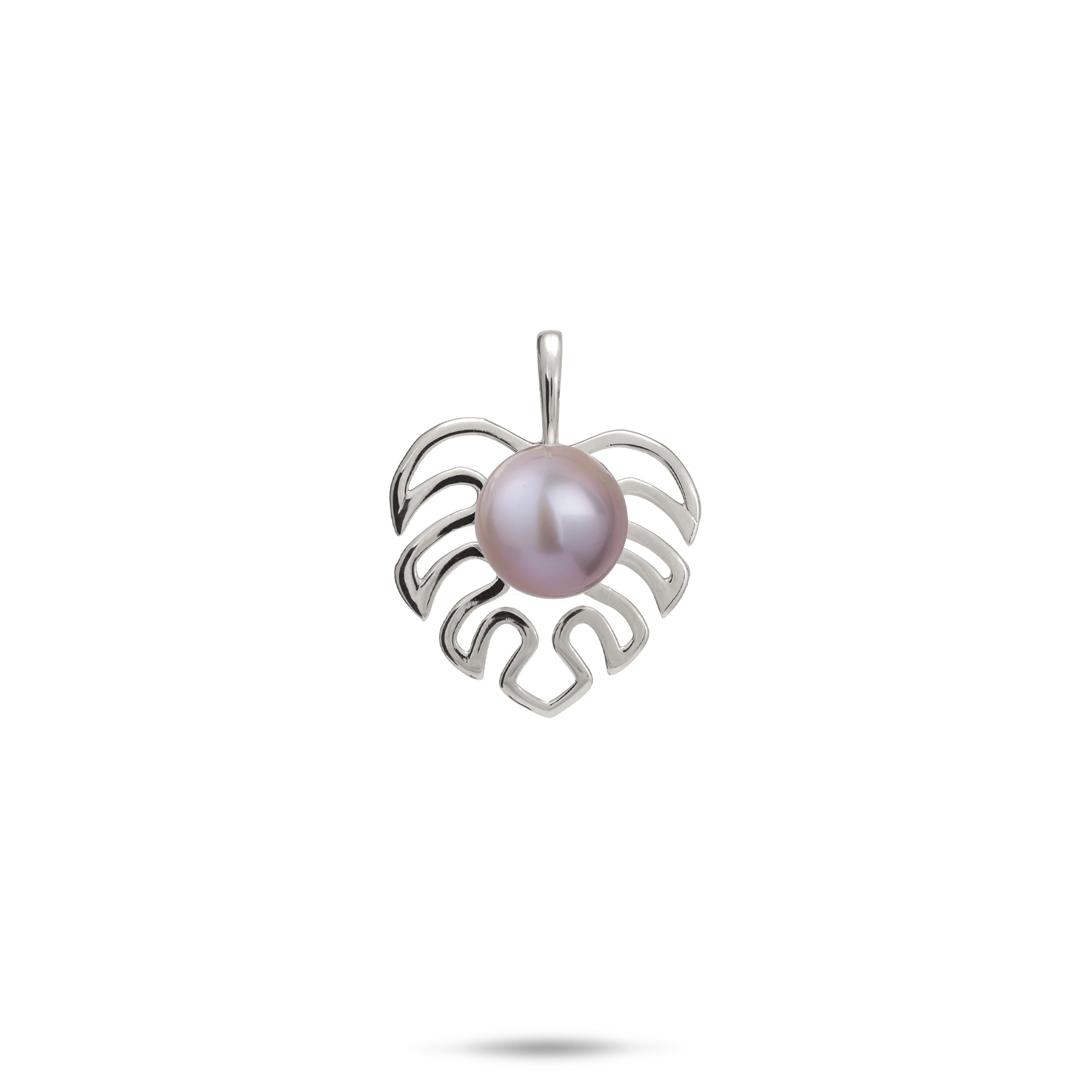 Pick A Pearl Monstera-Anhänger in Weißgold – 14 mm