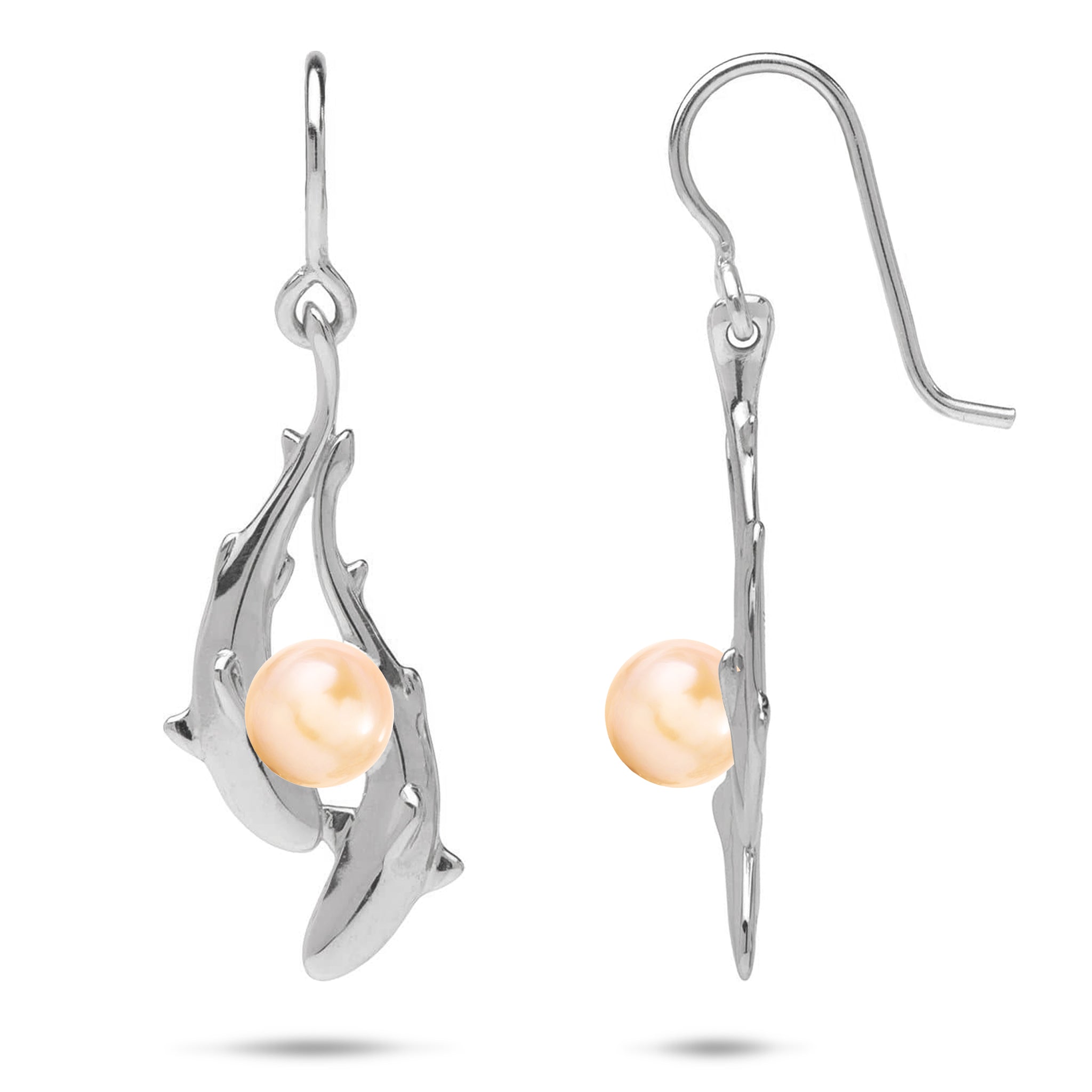 Pick A Pearl Shark Earrings in Sterling Silver - 32mm