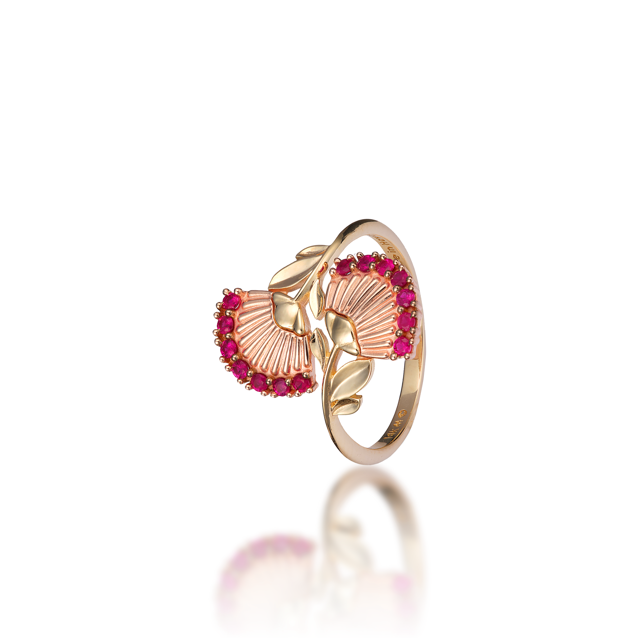 Ohia Lehua Rubinring in zweifarbigem Gold – 18 mm