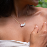 Ohia Lehua Ruby Pendant in Two Tone Gold with Diamonds - 24mm
