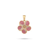 Plumeria Pink Sapphire Pendant in Gold with Diamonds - 20mm
