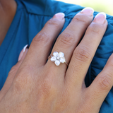 Plumeria Ring in White Gold with Diamond - 13mm
