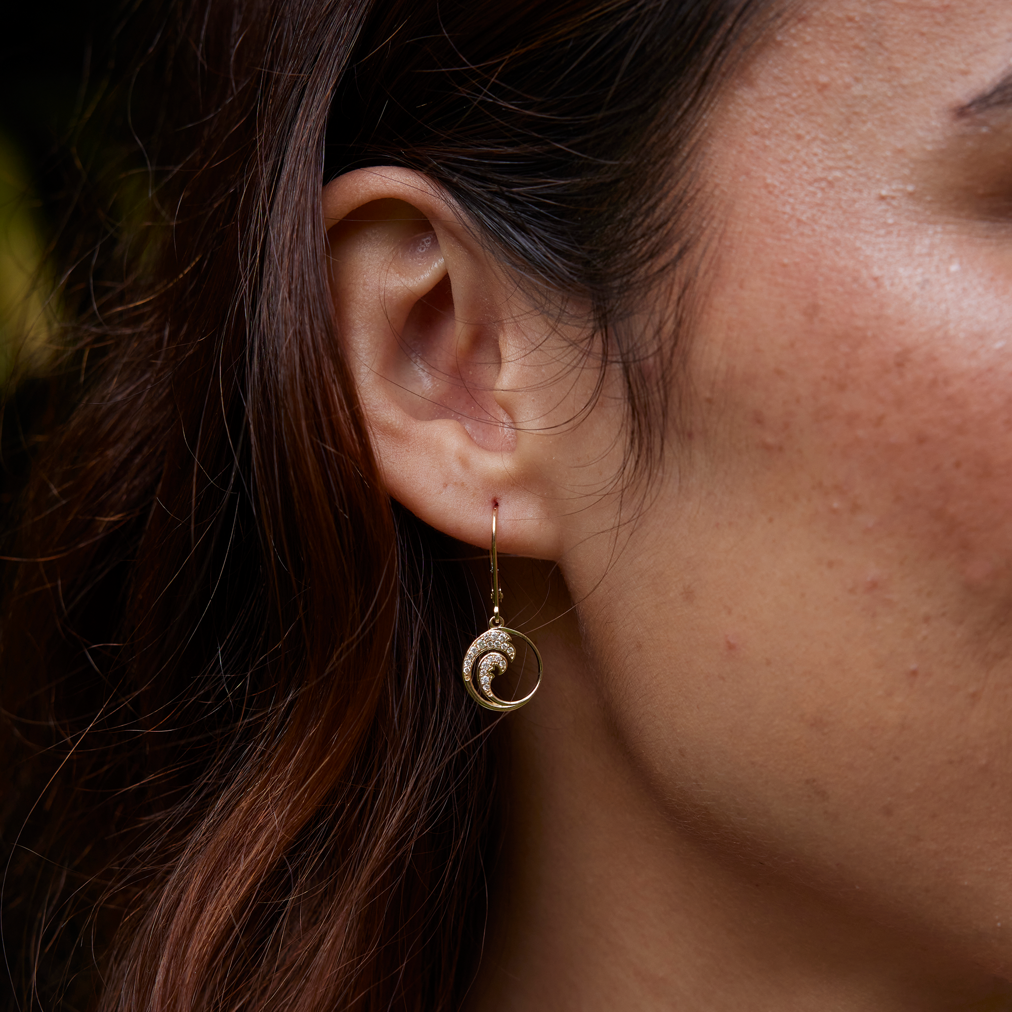 Boucles d'oreilles Nalu en or avec diamants - 12 mm