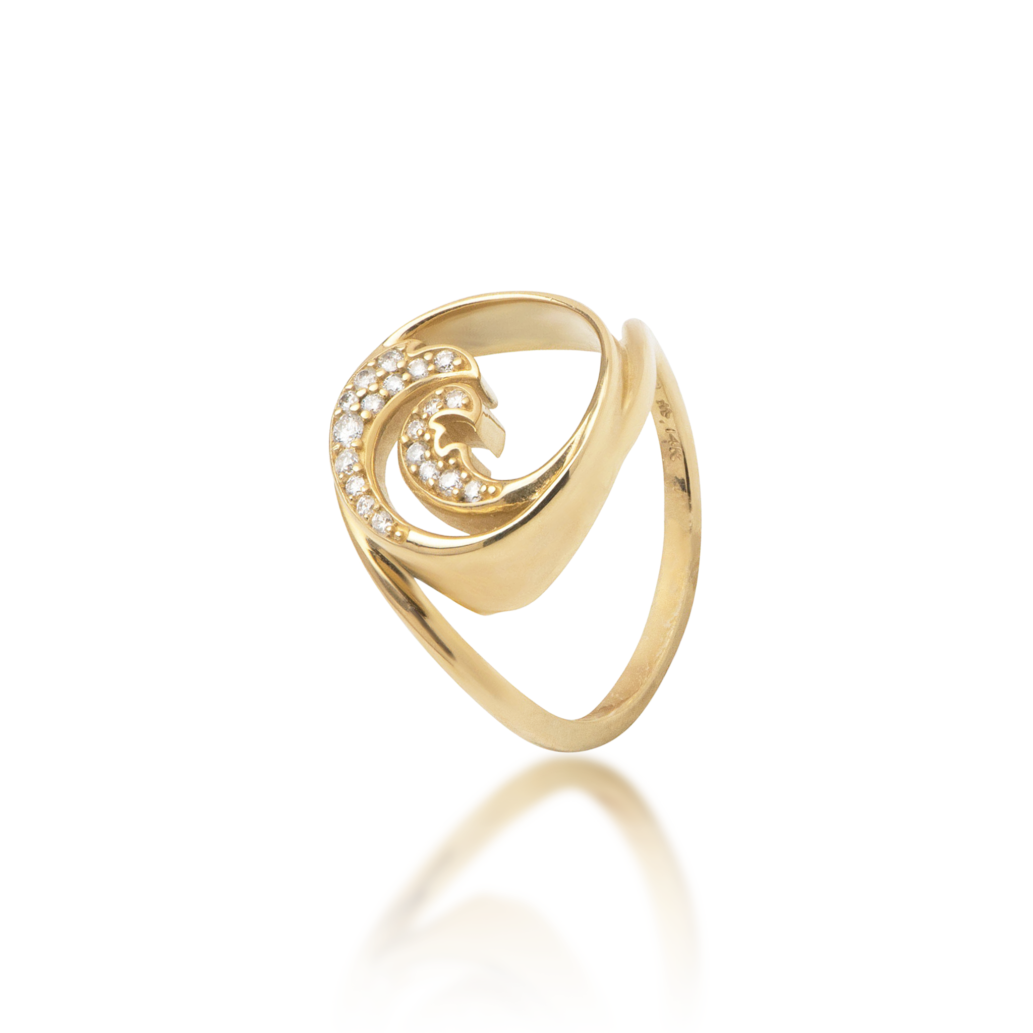 Nalu-Ring aus Gold mit Diamanten – 15 mm