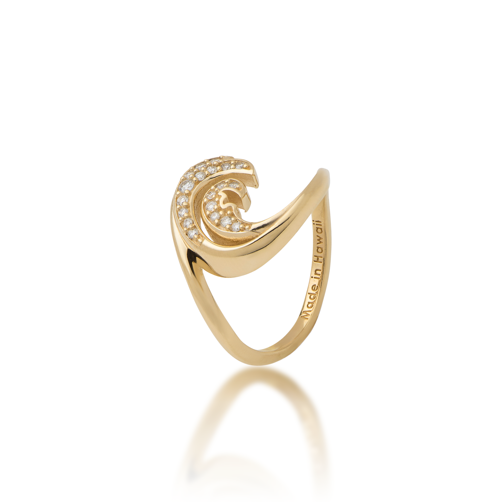 Nalu-Ring aus Gold mit Diamanten – 15 mm