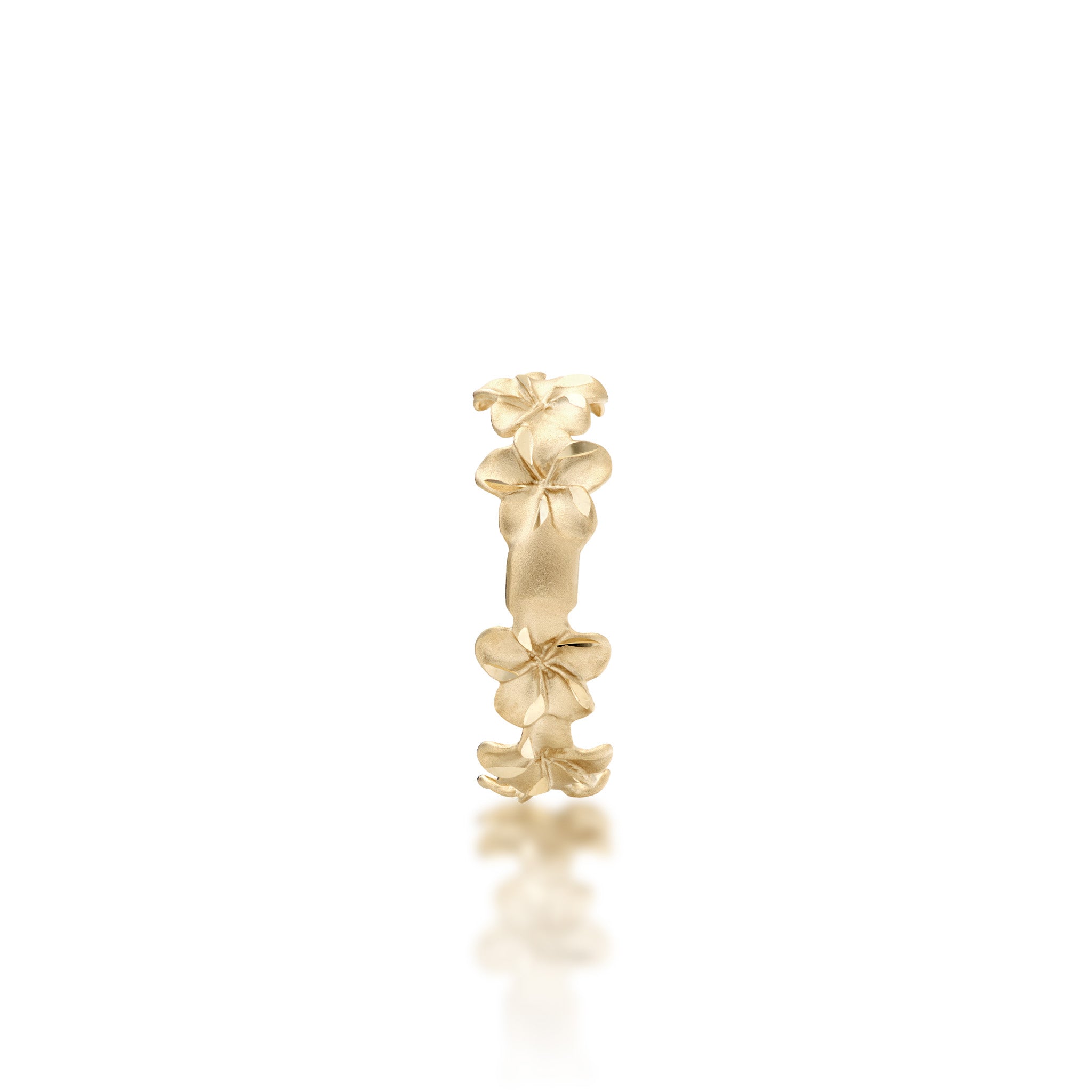 Sizing band view of the 6mm Plumeria Eternity Ring in 14k Yellow Gold with Diamonds