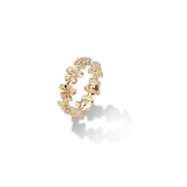 Anneau d'éternité de Plumeria en or avec des diamants - 6 mm