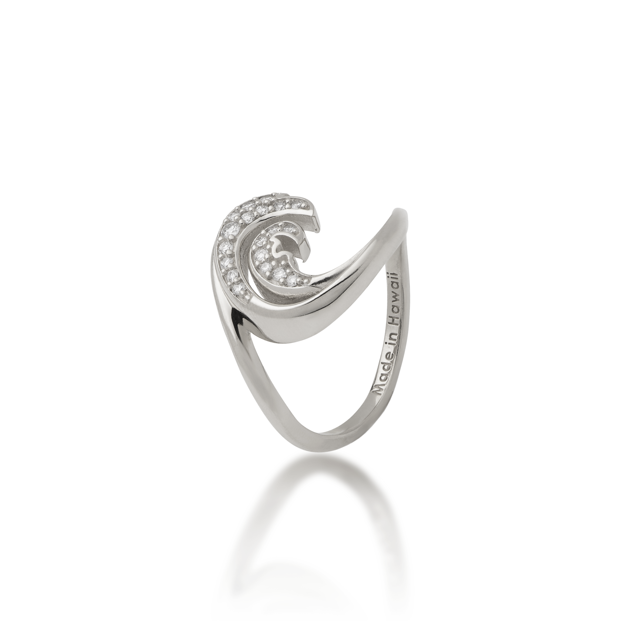 Nalu-Ring aus Weißgold mit Diamanten – 15 mm